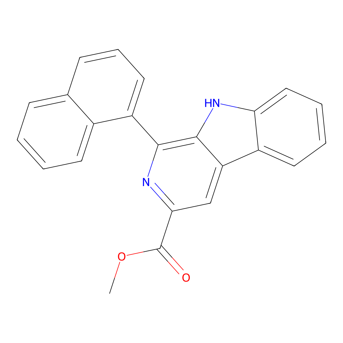 methyl 1-(naphthalen-1-yl)-9H-beta-carboline-3-carboxylate molecular structure, CAS 376375-19-8