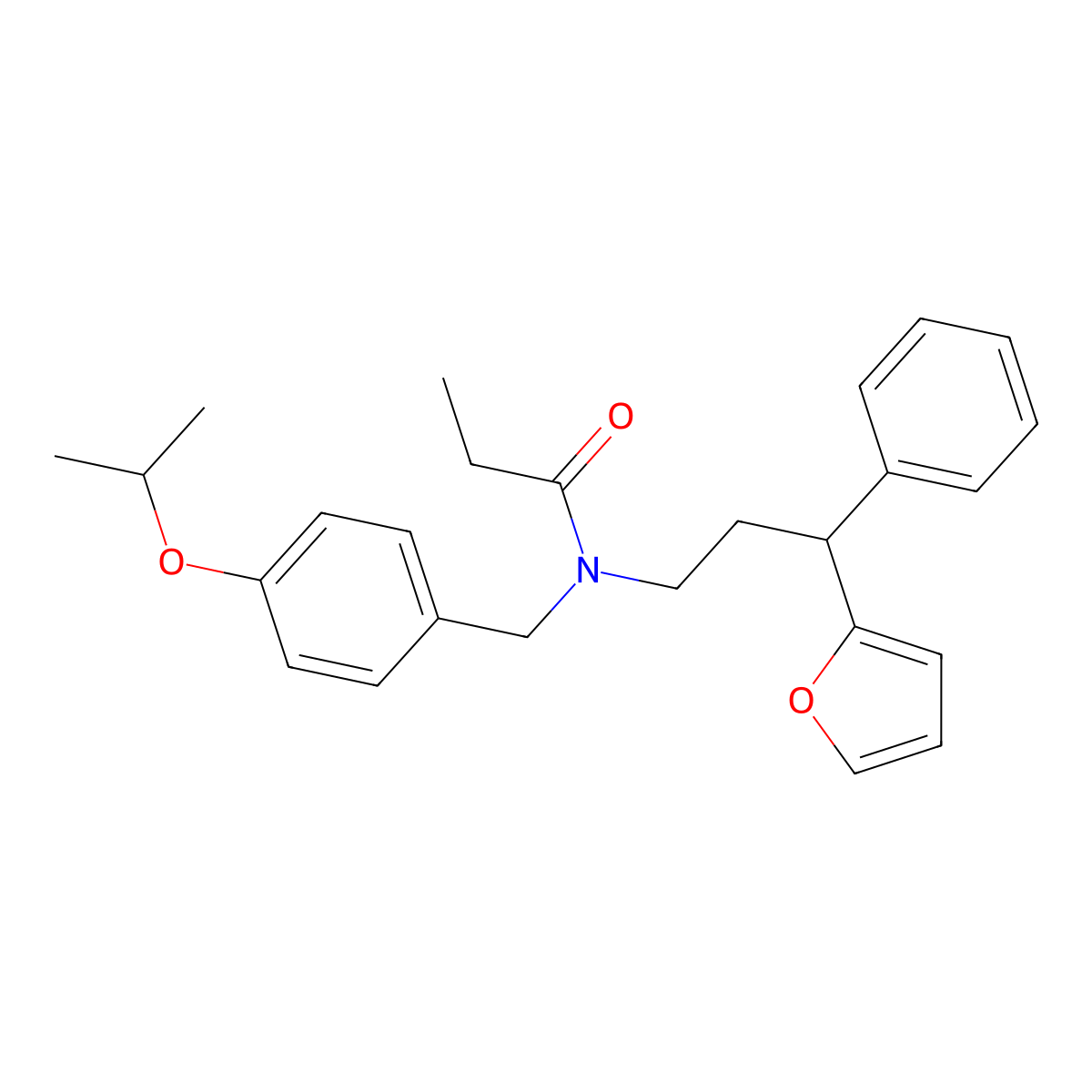 N-[3-(furan-2-yl)-3-phenylpropyl]-N-[(4-propan-2-yloxyphenyl)methyl]propanamide molecular structure, CAS 376377-62-7