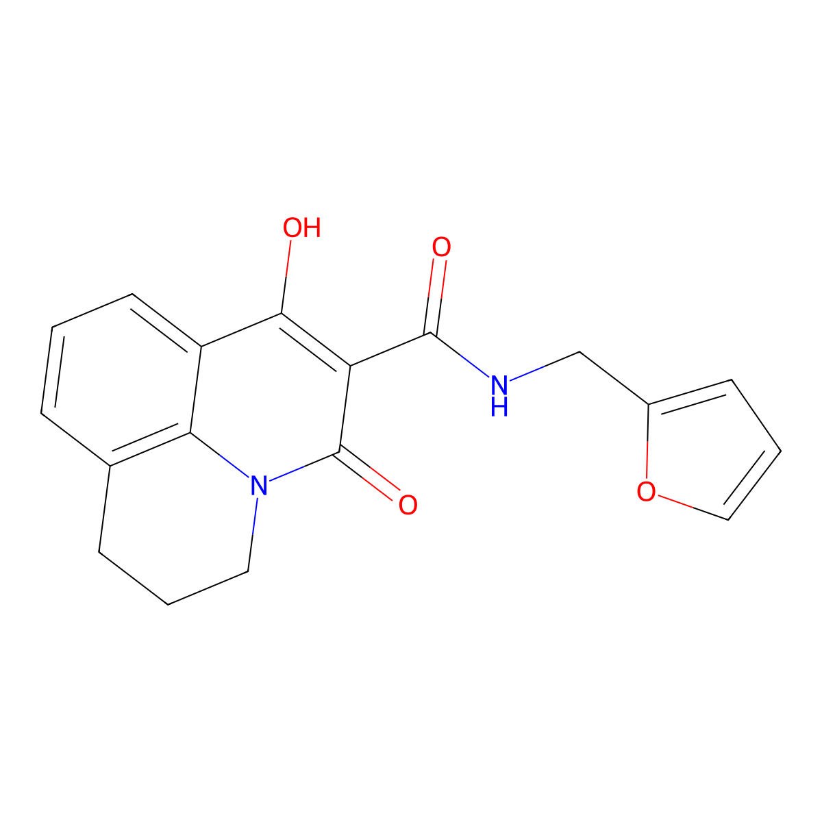 N-(2-furylmethyl)-7-hydroxy-5-oxo-2,3-dihydro-1H,5H-pyrido[3,2,1-ij]quinoline-6-carboxamide molecular structure, CAS 376377-64-9
