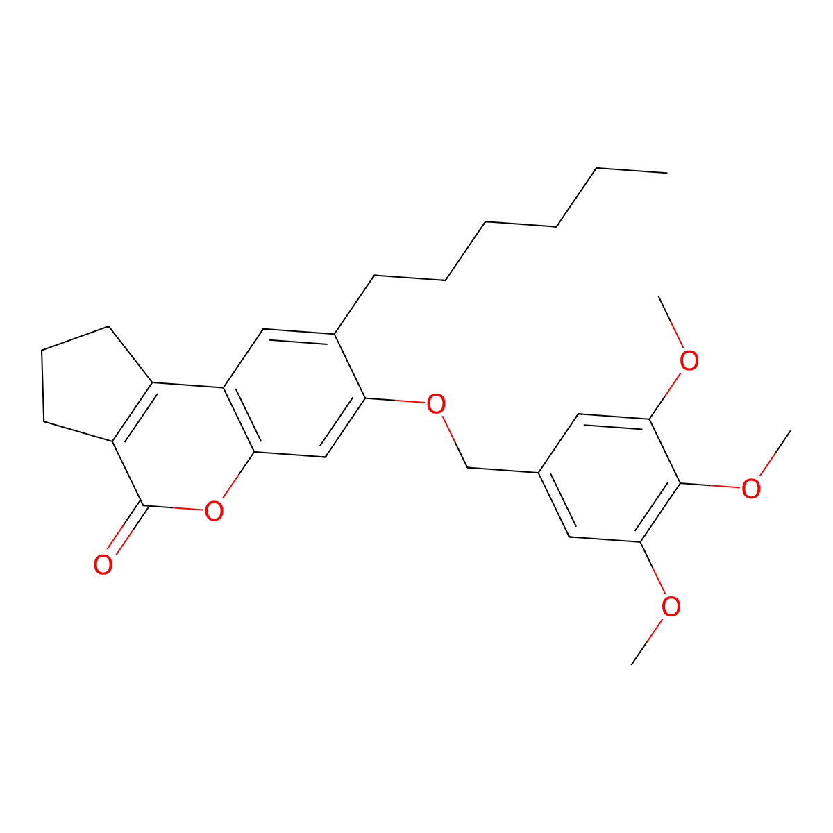 8-hexyl-7-[(3,4,5-trimethoxybenzyl)oxy]-2,3-dihydrocyclopenta[c]chromen-4(1H)-one molecular structure, CAS 376377-76-3