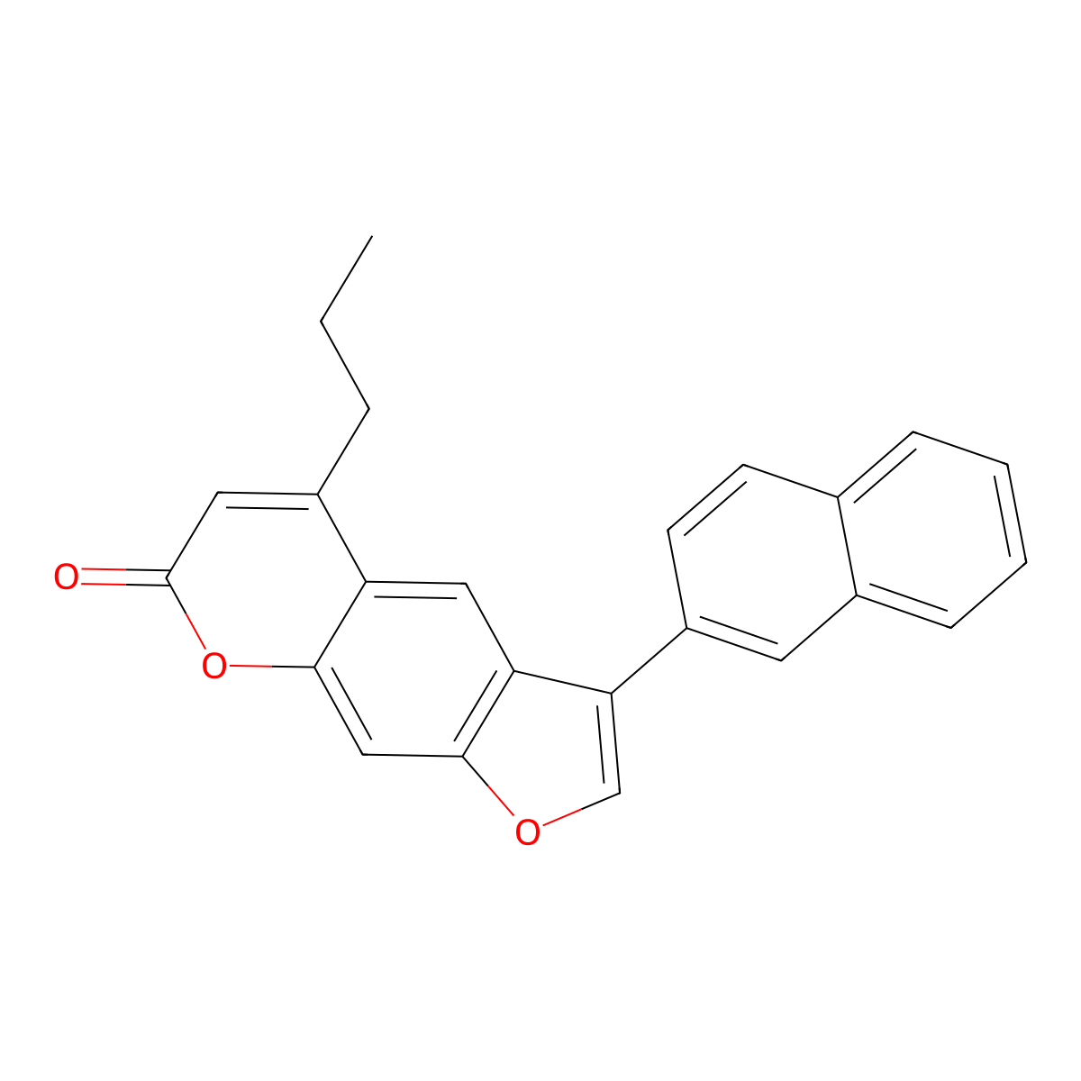 3-(naphthalen-2-yl)-5-propyl-7H-furo[3,2-g]chromen-7-one molecular structure, CAS 376377-82-1