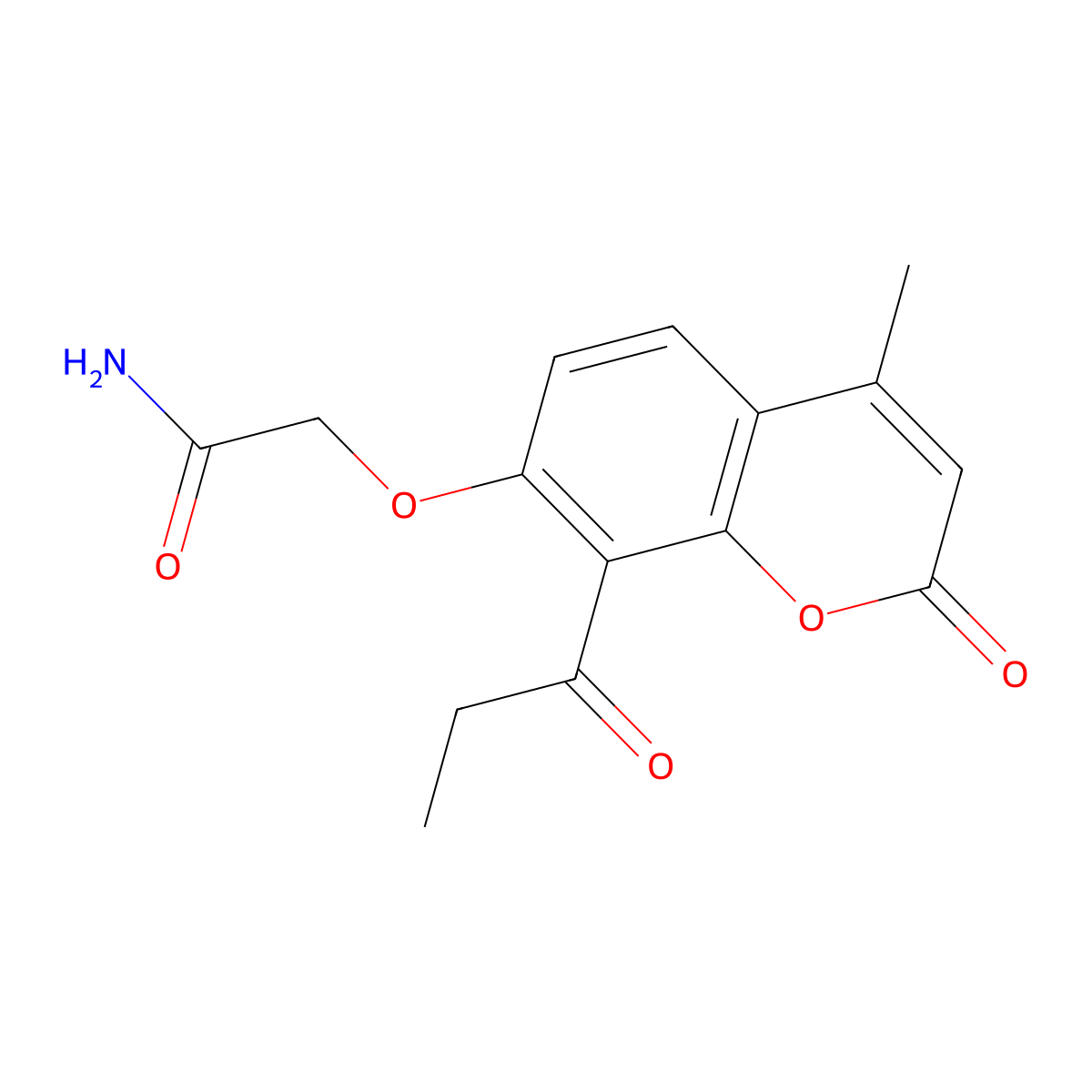 2-(4-Methyl-2-oxo-8-propanoylchromen-7-yl)oxyacetamide molecular structure, CAS 376377-86-5