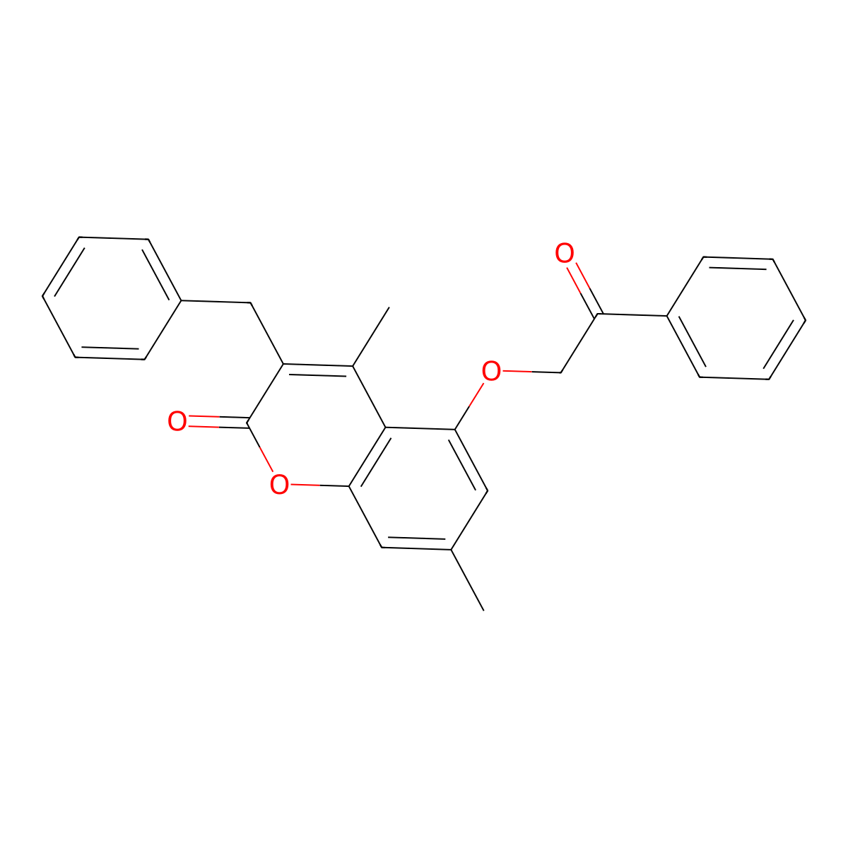 3-benzyl-4,7-dimethyl-5-(2-oxo-2-phenylethoxy)-2H-chromen-2-one molecular structure, CAS 376377-90-1