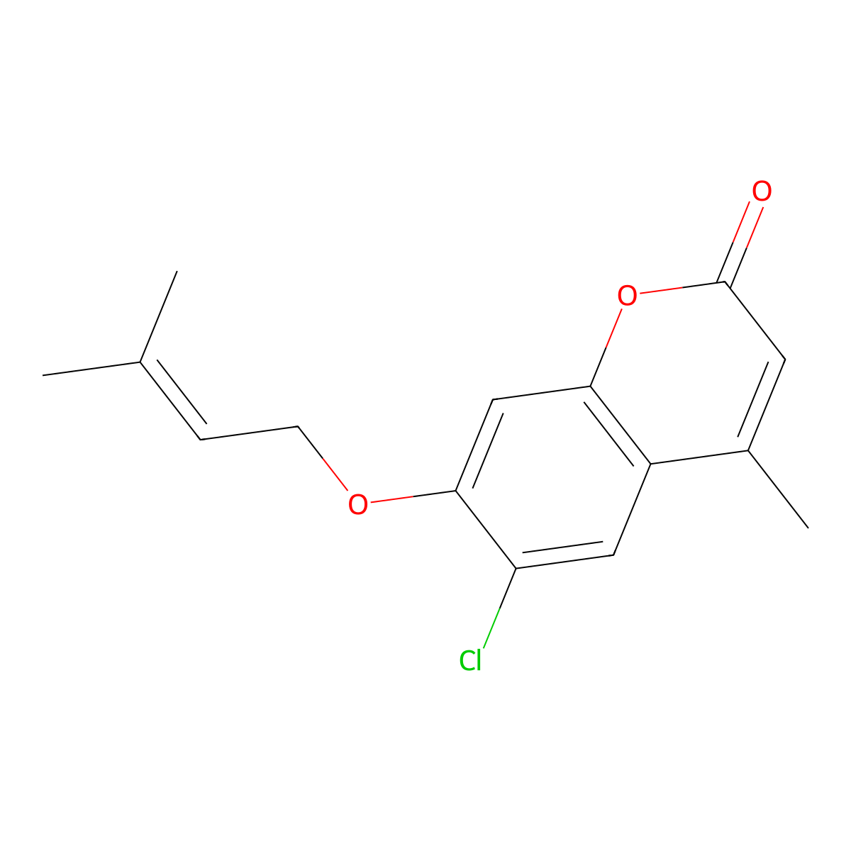 6-chloro-4-methyl-7-[(3-methylbut-2-en-1-yl)oxy]-2H-chromen-2-one molecular structure, CAS 376378-05-1