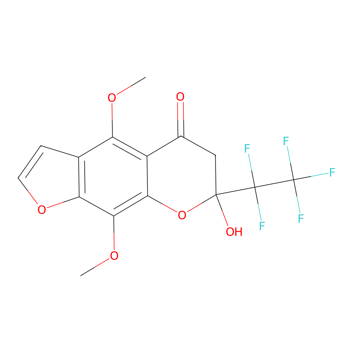 7-Hydroxy-4,9-dimethoxy-7-pentafluoroethyl-6,7-dihydro-furo[3,2-g]chromen-5-one molecular structure, CAS 376378-31-3