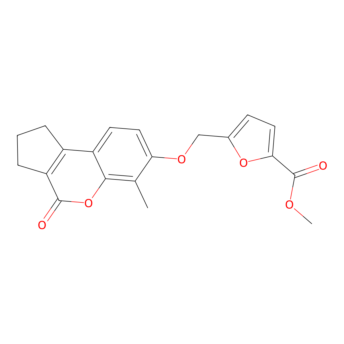 methyl 5-[(6-methyl-4-oxo-2,3-dihydro-1H-cyclopenta[c]chromen-7-yl)oxymethyl]furan-2-carboxylate molecular structure, CAS 376378-32-4