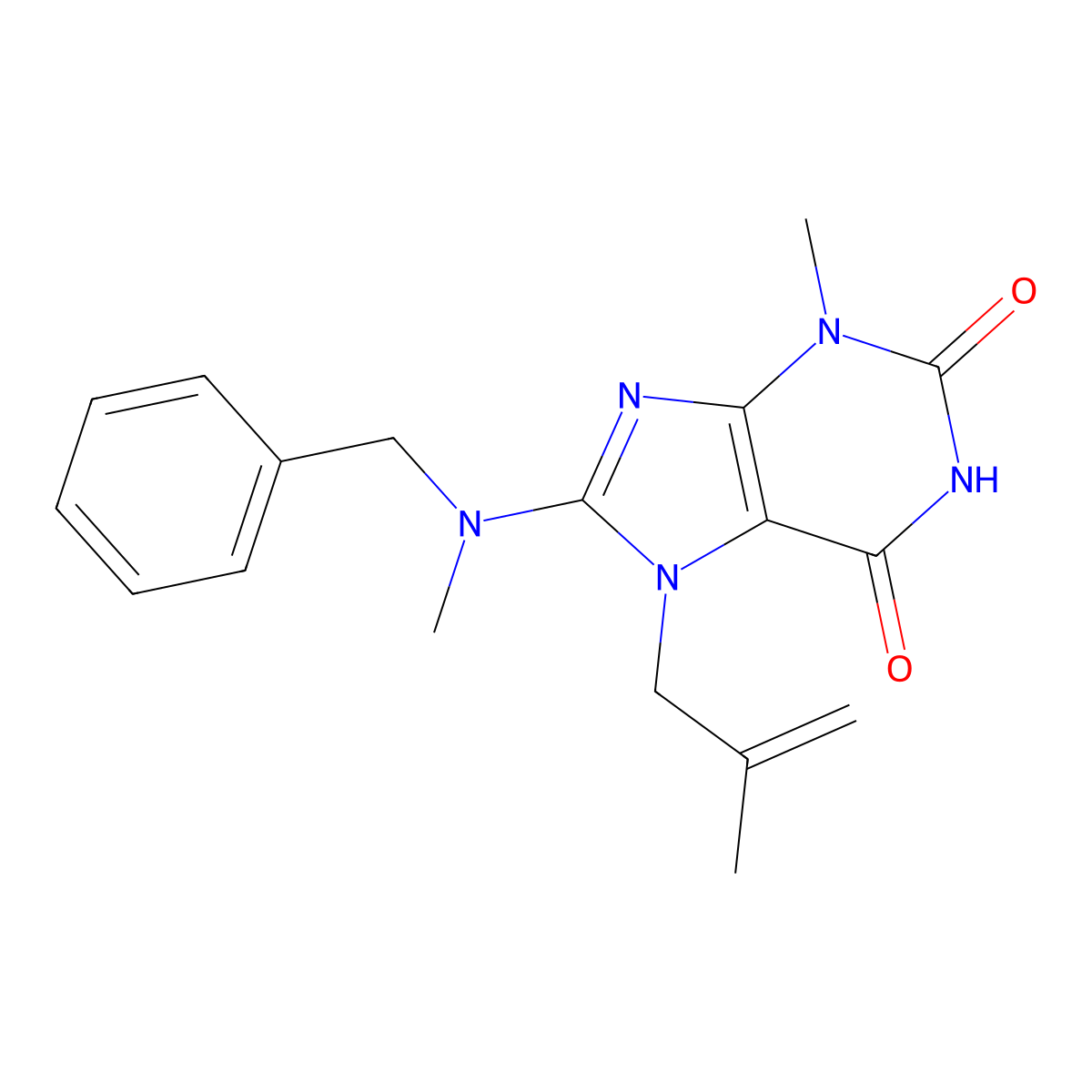 8-(benzyl(methyl)amino)-3-methyl-7-(2-methylallyl)-1H-purine-2,6(3H,7H)-dione molecular structure, CAS 376378-79-9