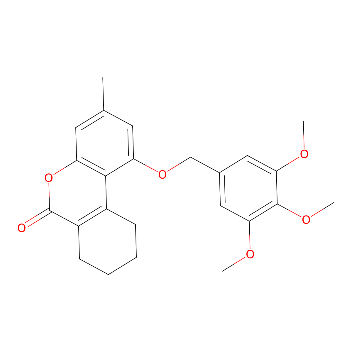 3-methyl-1-[(3,4,5-trimethoxybenzyl)oxy]-7,8,9,10-tetrahydro-6H-benzo[c]chromen-6-one molecular structure, CAS 376379-31-6
