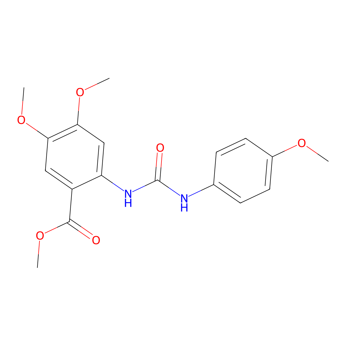 Methyl 4,5-dimethoxy-2-({[(4-methoxyphenyl)amino]carbonyl}amino)benzoate molecular structure, CAS 376379-36-1
