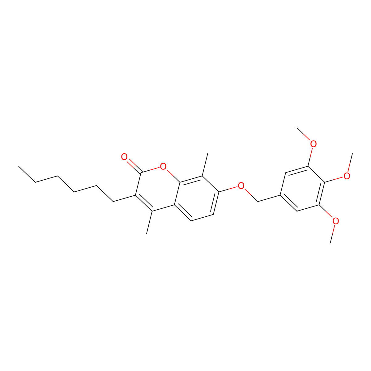3-hexyl-4,8-dimethyl-7-((3,4,5-trimethoxybenzyl)oxy)-2H-chromen-2-one molecular structure, CAS 376379-48-5