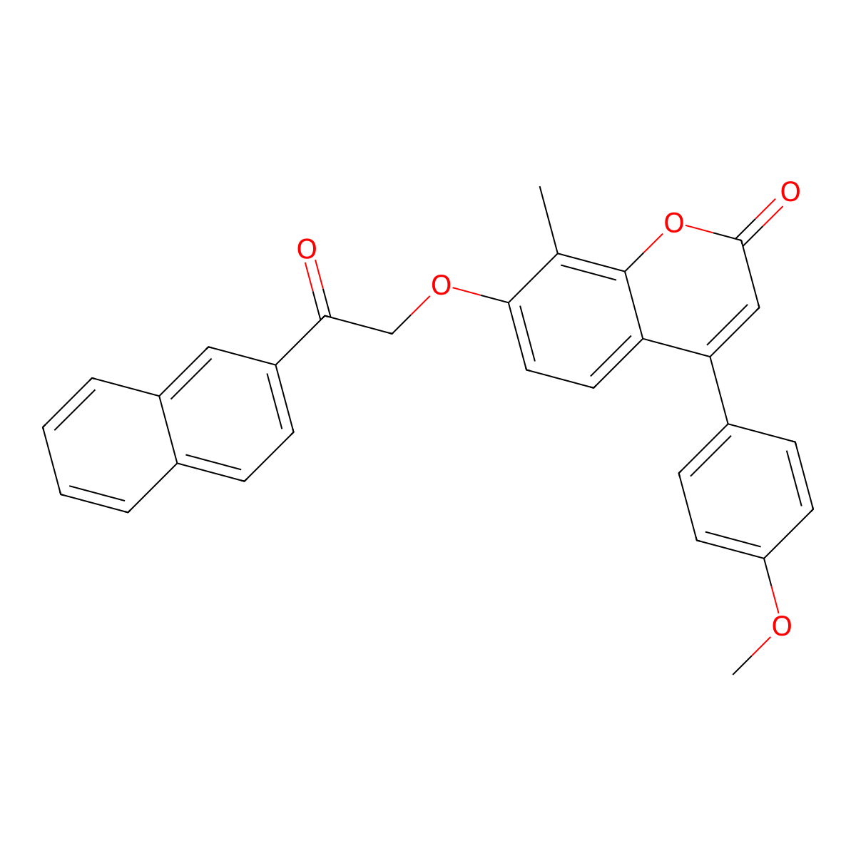 4-(4-Methoxyphenyl)-8-methyl-7-(2-(2-naphthyl)-2-oxoethoxy)-2H-chromen-2-one molecular structure, CAS 376379-73-6