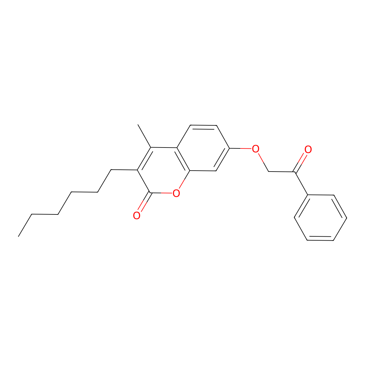 3-hexyl-4-methyl-7-(2-oxo-2-phenylethoxy)-2H-chromen-2-one molecular structure, CAS 376379-79-2