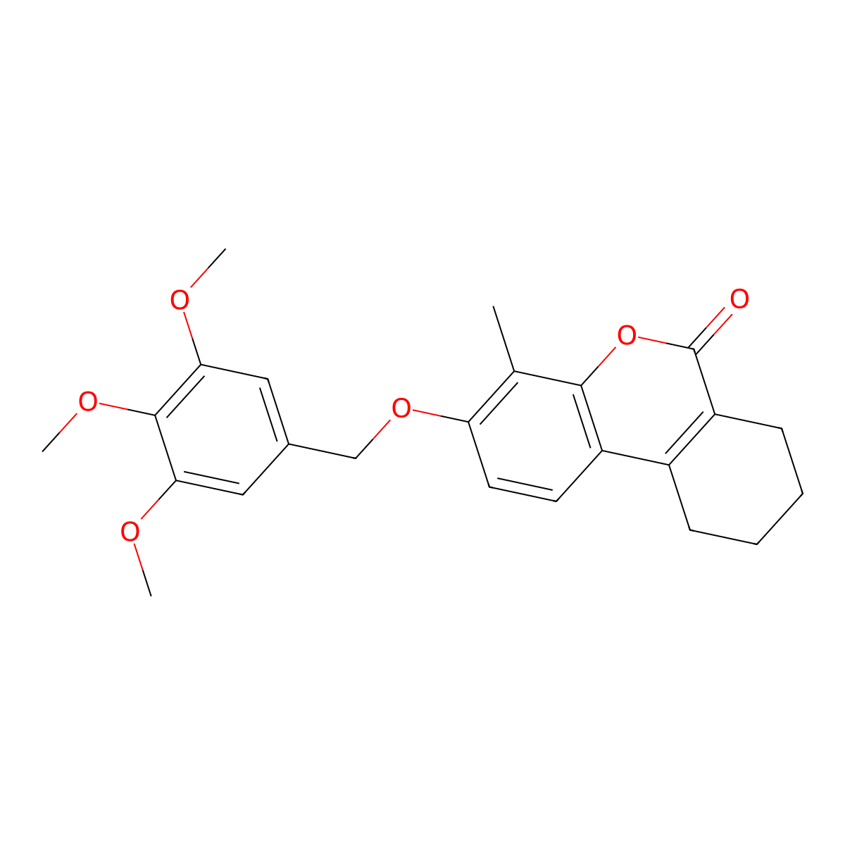 4-methyl-3-[(3,4,5-trimethoxybenzyl)oxy]-7,8,9,10-tetrahydro-6H-benzo[c]chromen-6-one molecular structure, CAS 376380-50-6