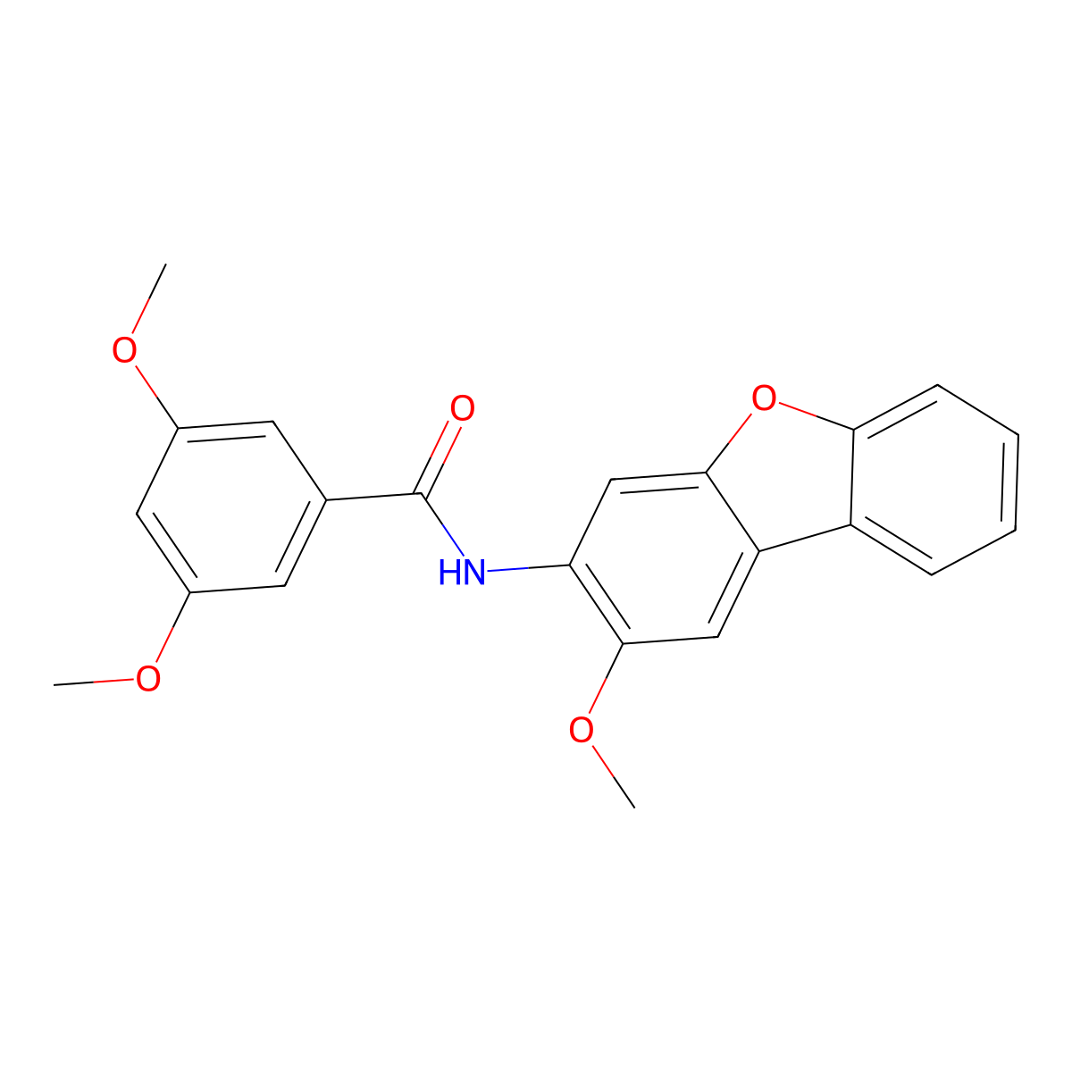 3,5-dimethoxy-N-(2-methoxydibenzofuran-3-yl)benzamide molecular structure, CAS 376380-70-0