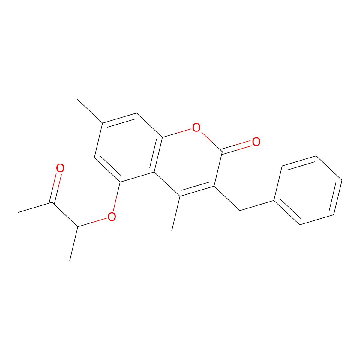 3-benzyl-4,7-dimethyl-5-(1-methyl-2-oxopropoxy)-2H-chromen-2-one molecular structure, CAS 376380-78-8