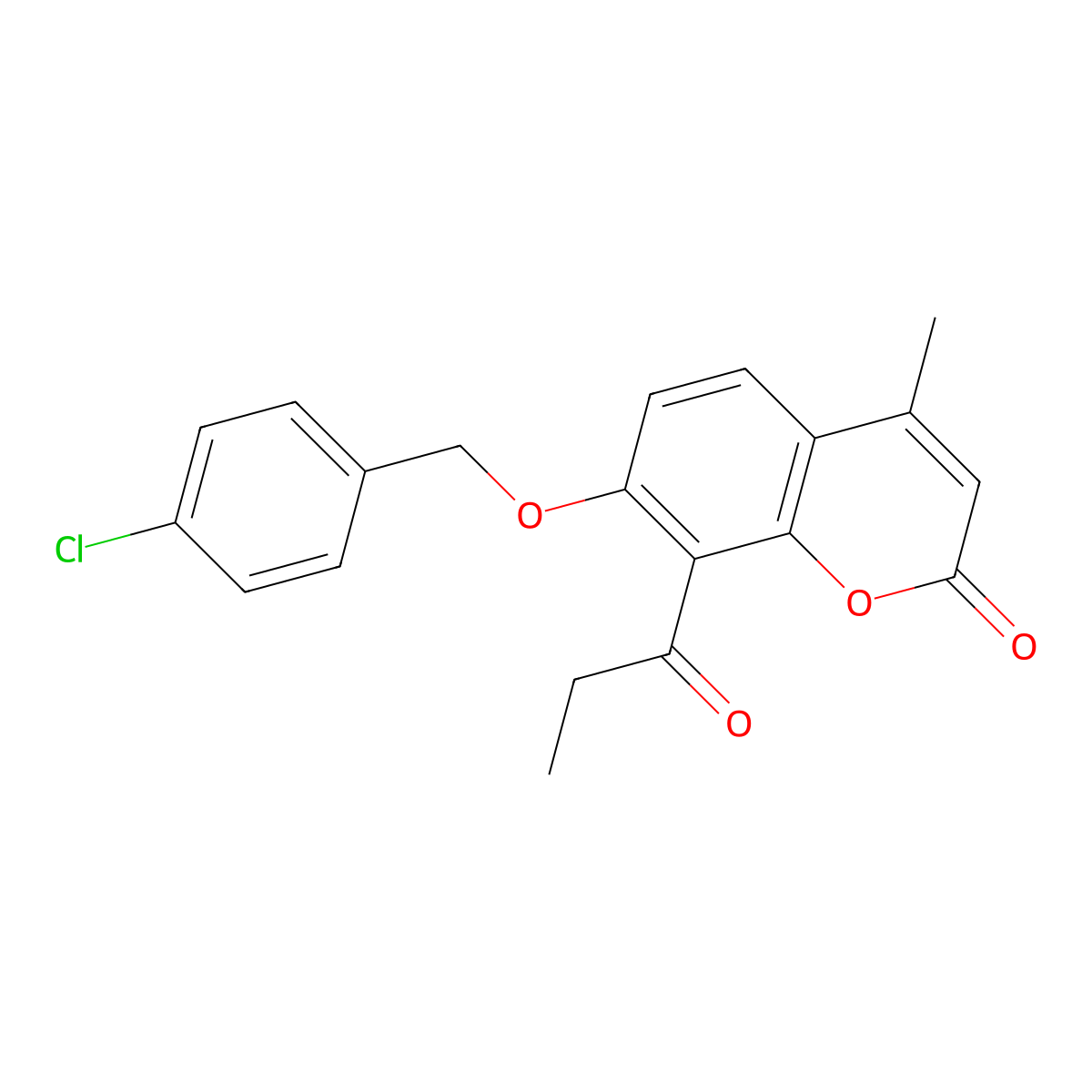 7-[(4-Chlorophenyl)methoxy]-4-methyl-8-propanoylchromen-2-one molecular structure, CAS 376380-86-8