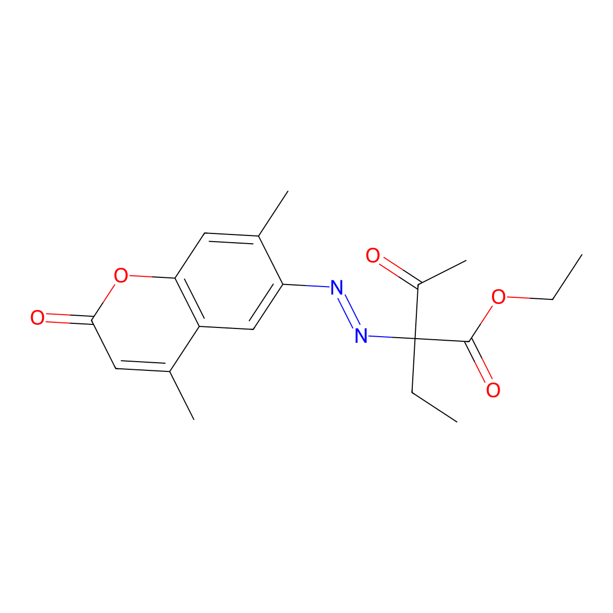 Ethyl 2-[(4,7-dimethyl-2-oxochromen-6-yl)diazenyl]-2-ethyl-3-oxobutanoate molecular structure, CAS 376381-39-4