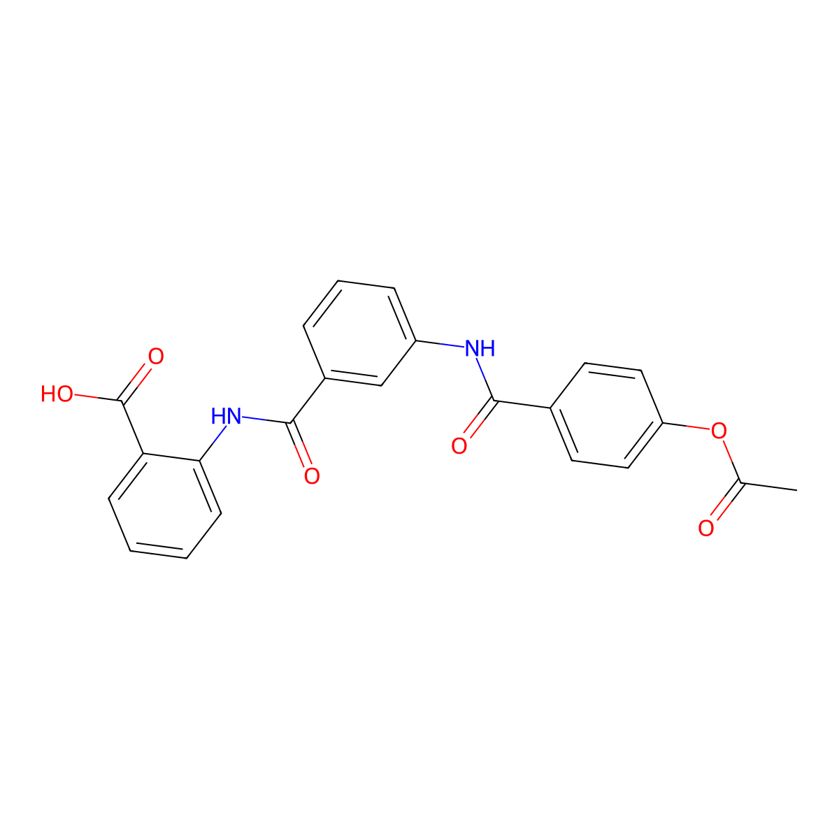 2-({[3-({[4-(Acetyloxy)phenyl]carbonyl}amino)phenyl]carbonyl}amino)benzoic acid molecular structure, CAS 376381-92-9