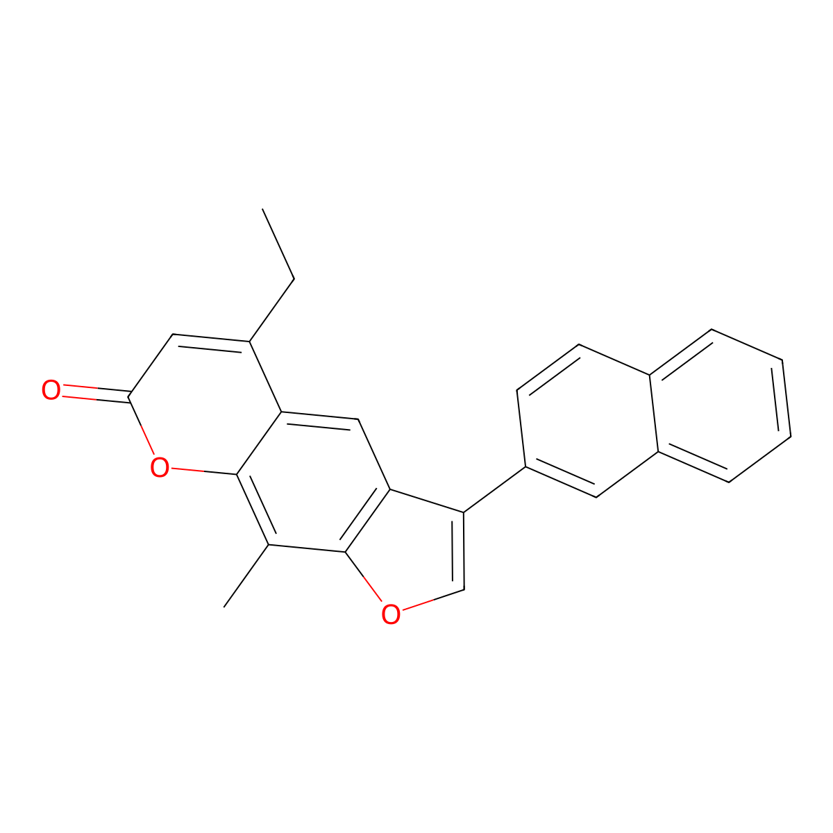 5-ethyl-9-methyl-3-(naphthalen-2-yl)-7H-furo[3,2-g]chromen-7-one molecular structure, CAS 376382-13-7