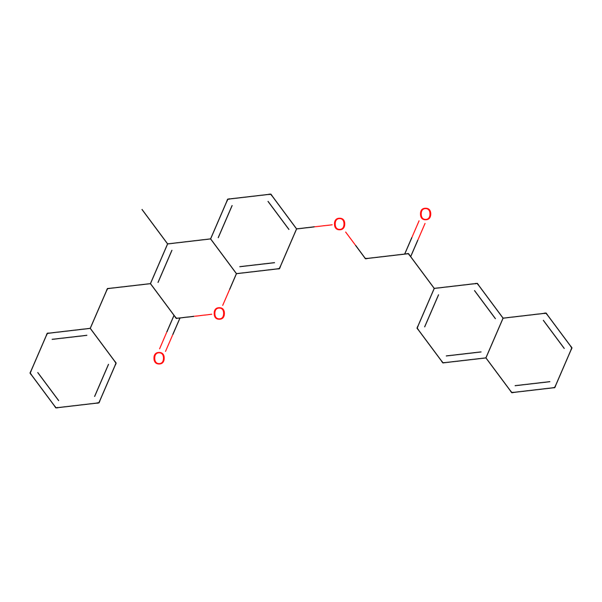 3-benzyl-4-methyl-7-[2-(2-naphthyl)-2-oxoethoxy]-2H-chromen-2-one molecular structure, CAS 376382-84-2