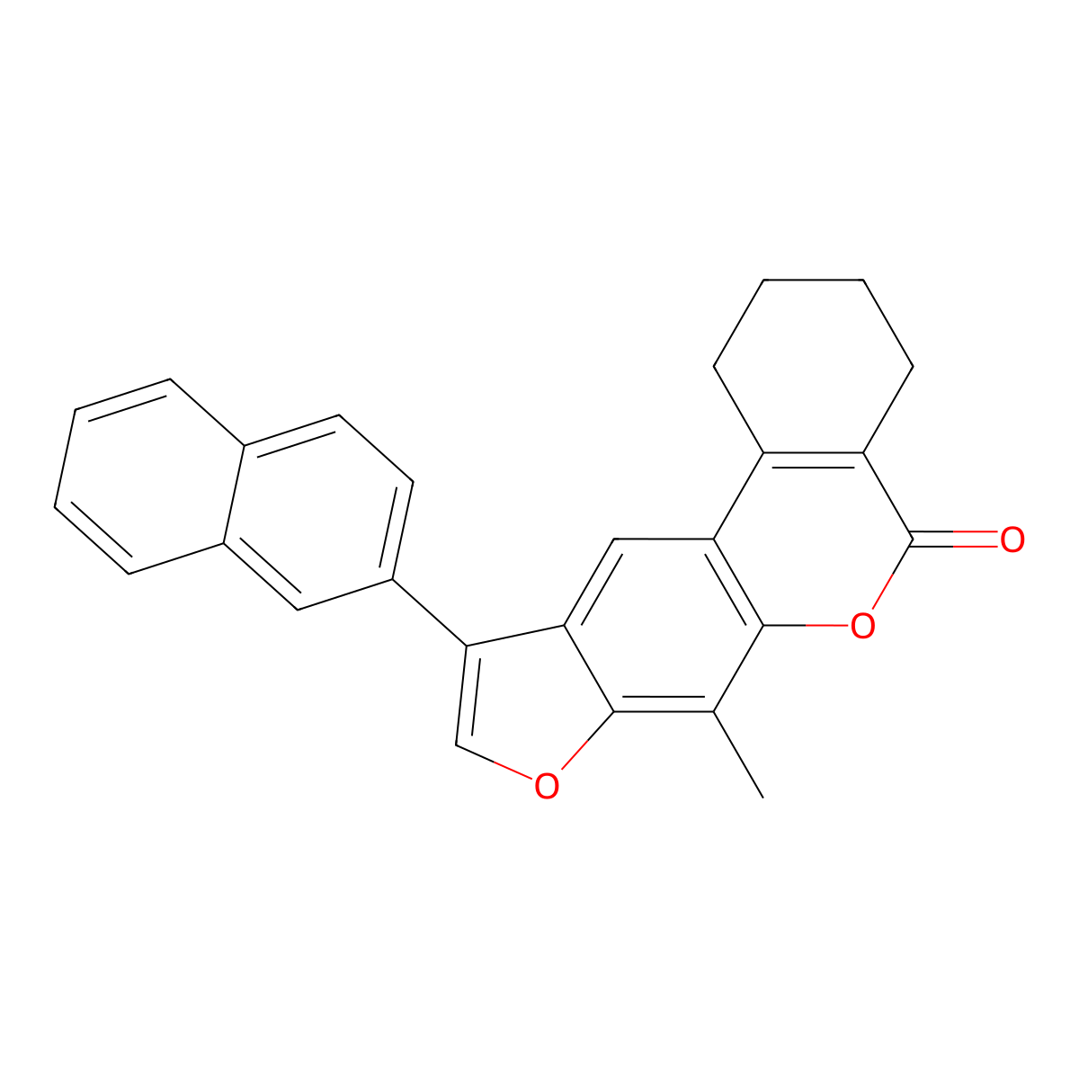 7-methyl-10-(2-naphthyl)-1,2,3,4-tetrahydro-5H-benzo[c]furo[3,2-g]chromen-5-one molecular structure, CAS 376383-04-9