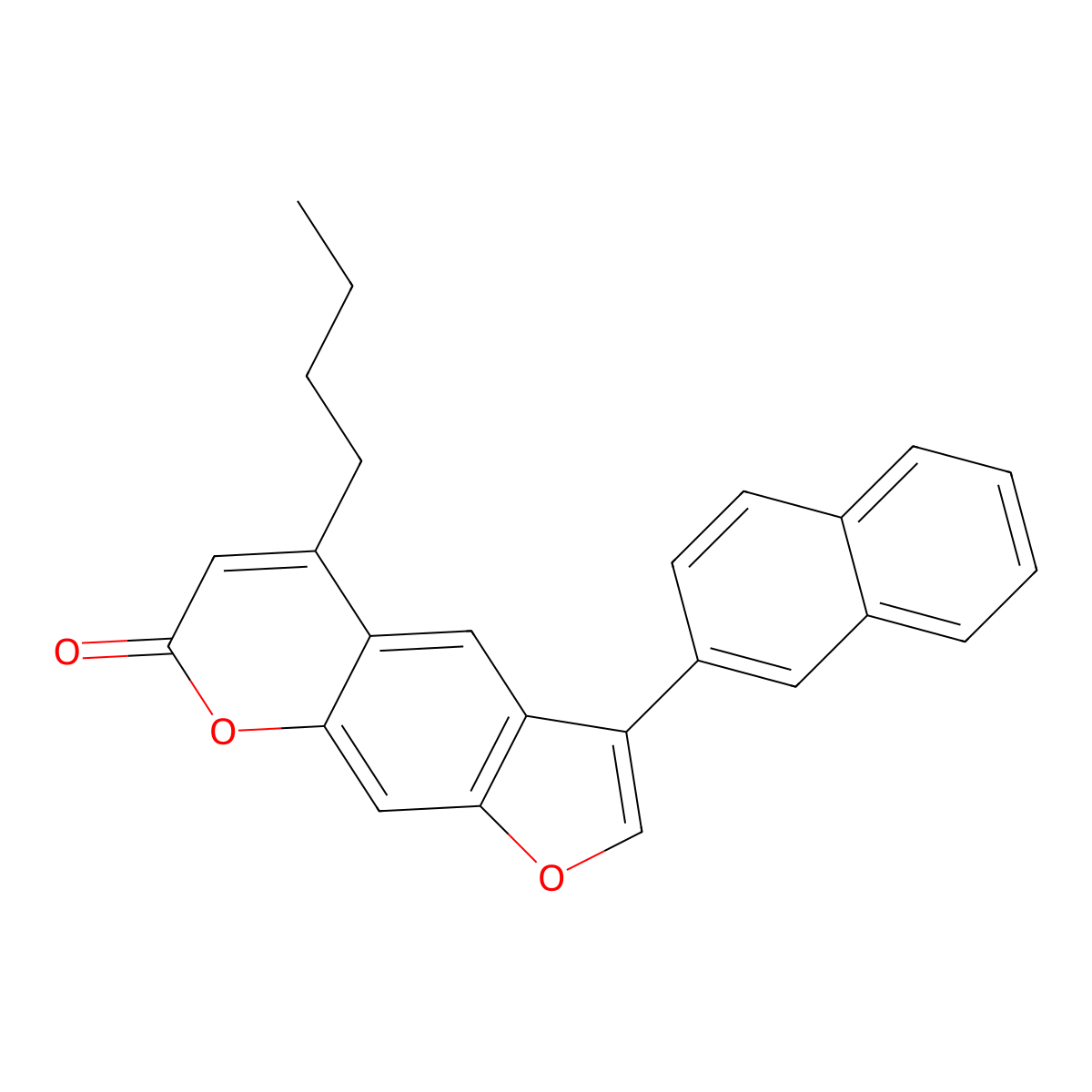 5-butyl-3-(naphthalen-2-yl)-7H-furo[3,2-g]chromen-7-one molecular structure, CAS 376383-15-2