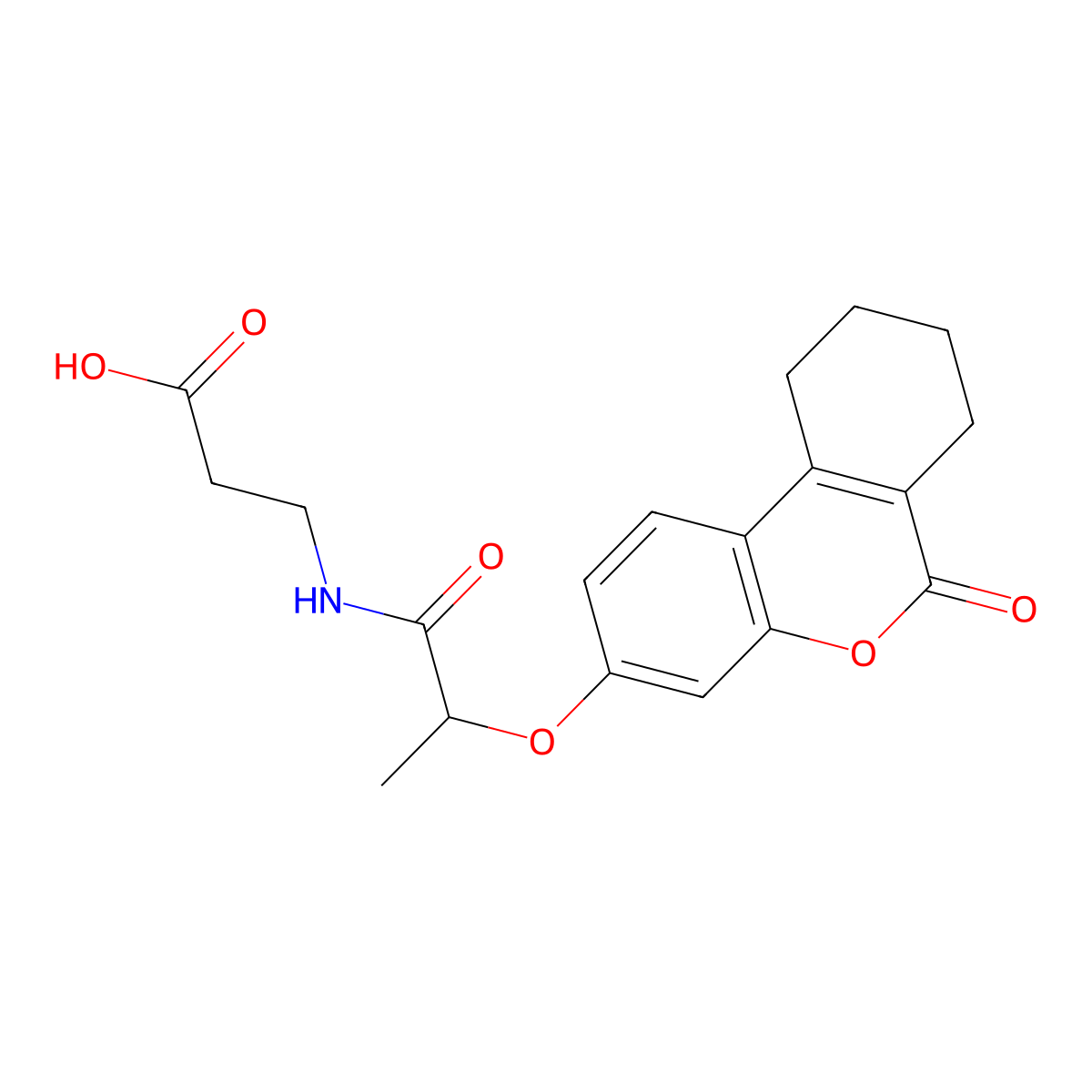 N-{2-[(6-oxo-7,8,9,10-tetrahydro-6H-benzo[c]chromen-3-yl)oxy]propanoyl}-beta-alanine molecular structure, CAS 376383-21-0