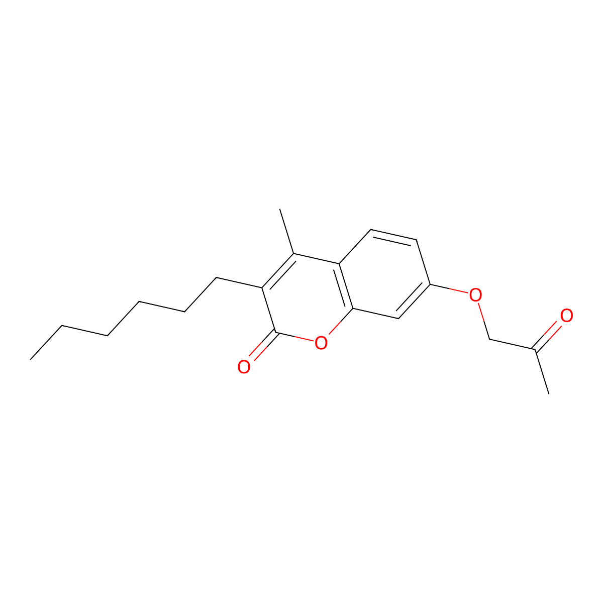 3-hexyl-4-methyl-7-(2-oxopropoxy)-2H-chromen-2-one molecular structure, CAS 376383-25-4