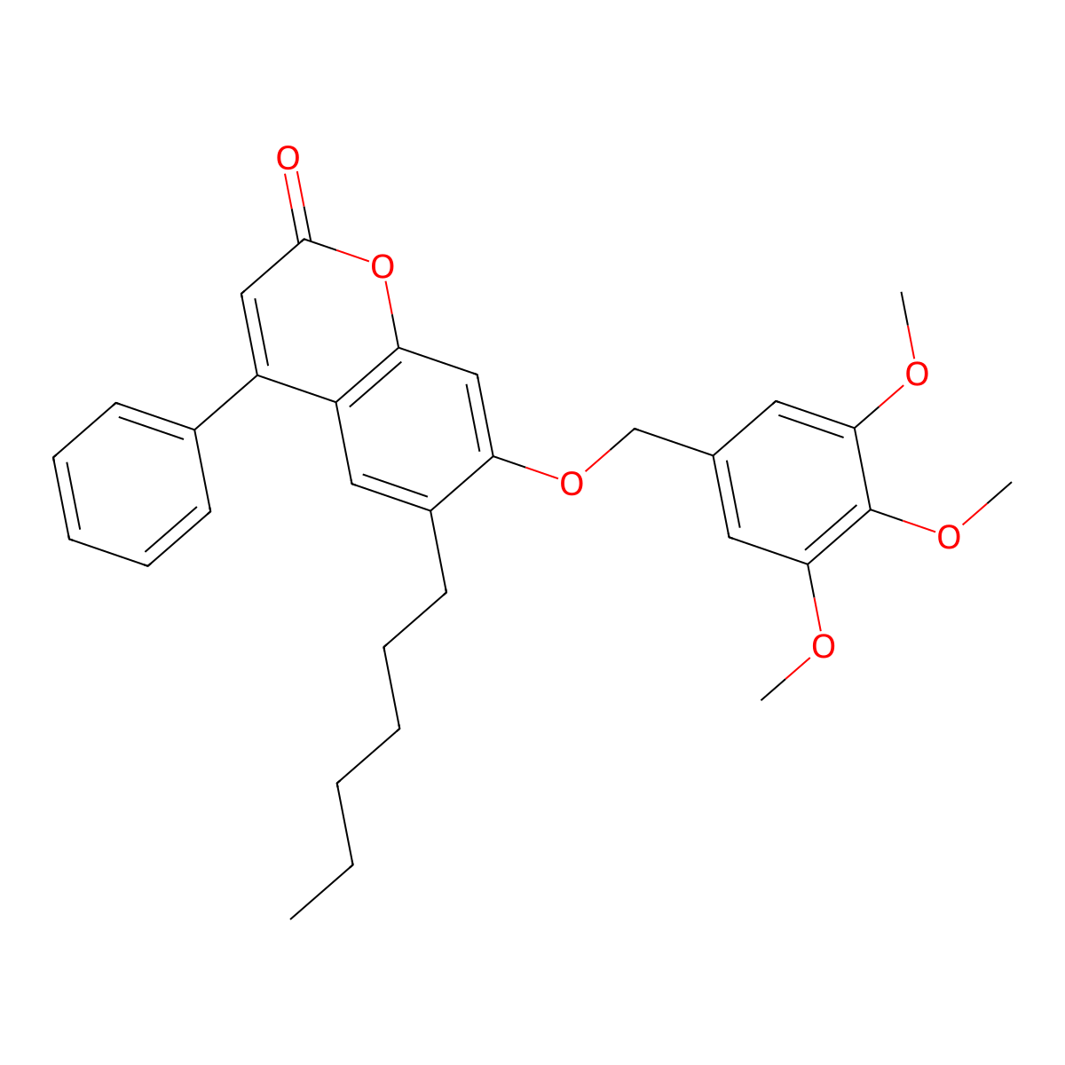 6-hexyl-4-phenyl-7-[(3,4,5-trimethoxybenzyl)oxy]-2H-chromen-2-one molecular structure, CAS 376384-08-6
