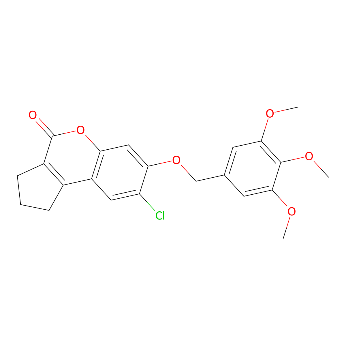 8-chloro-7-[(3,4,5-trimethoxybenzyl)oxy]-2,3-dihydrocyclopenta[c]chromen-4(1H)-one molecular structure, CAS 376384-15-5