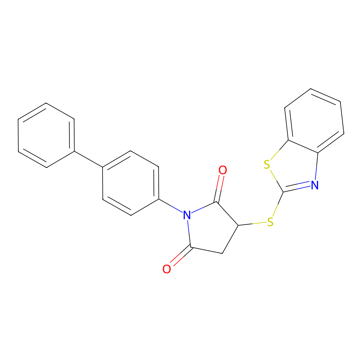 3-(1,3-Benzothiazol-2-ylsulfanyl)-1-(4-phenylphenyl)pyrrolidine-2,5-dione molecular structure, CAS 376384-16-6