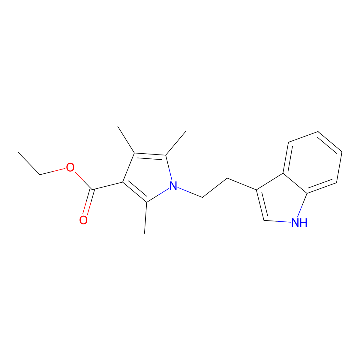 ethyl 1-(2-(1H-indol-3-yl)ethyl)-2,4,5-trimethyl-1H-pyrrole-3-carboxylate molecular structure, CAS 376384-19-9