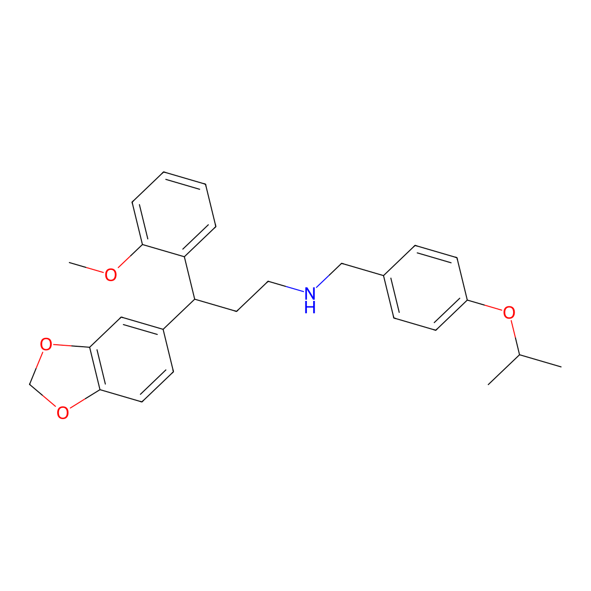 3-(1,3-benzodioxol-5-yl)-3-(2-methoxyphenyl)-N-[(4-propan-2-yloxyphenyl)methyl]propan-1-amine molecular structure, CAS 376384-27-9