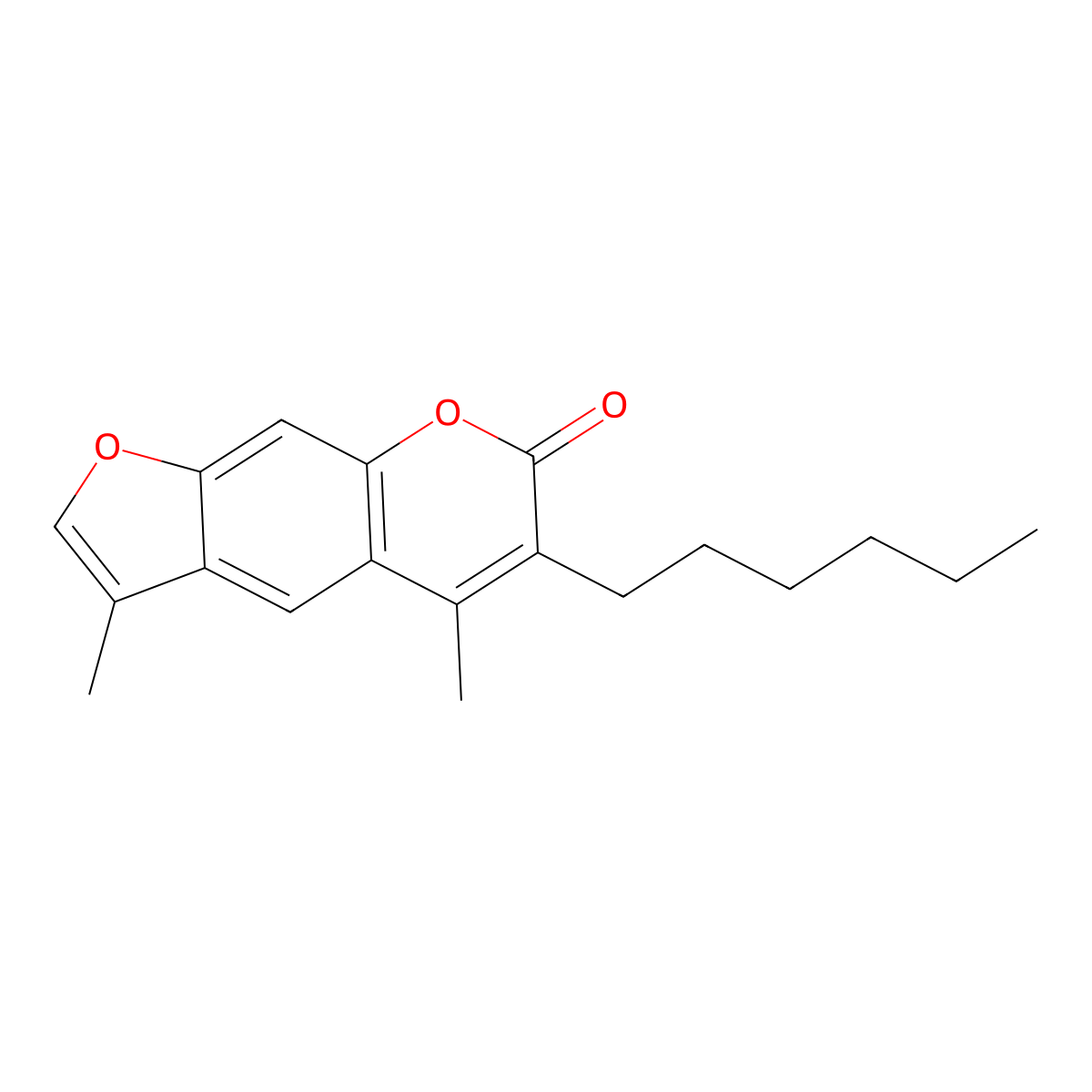 6-hexyl-3,5-dimethyl-7H-furo[3,2-g]chromen-7-one molecular structure, CAS 376384-72-4