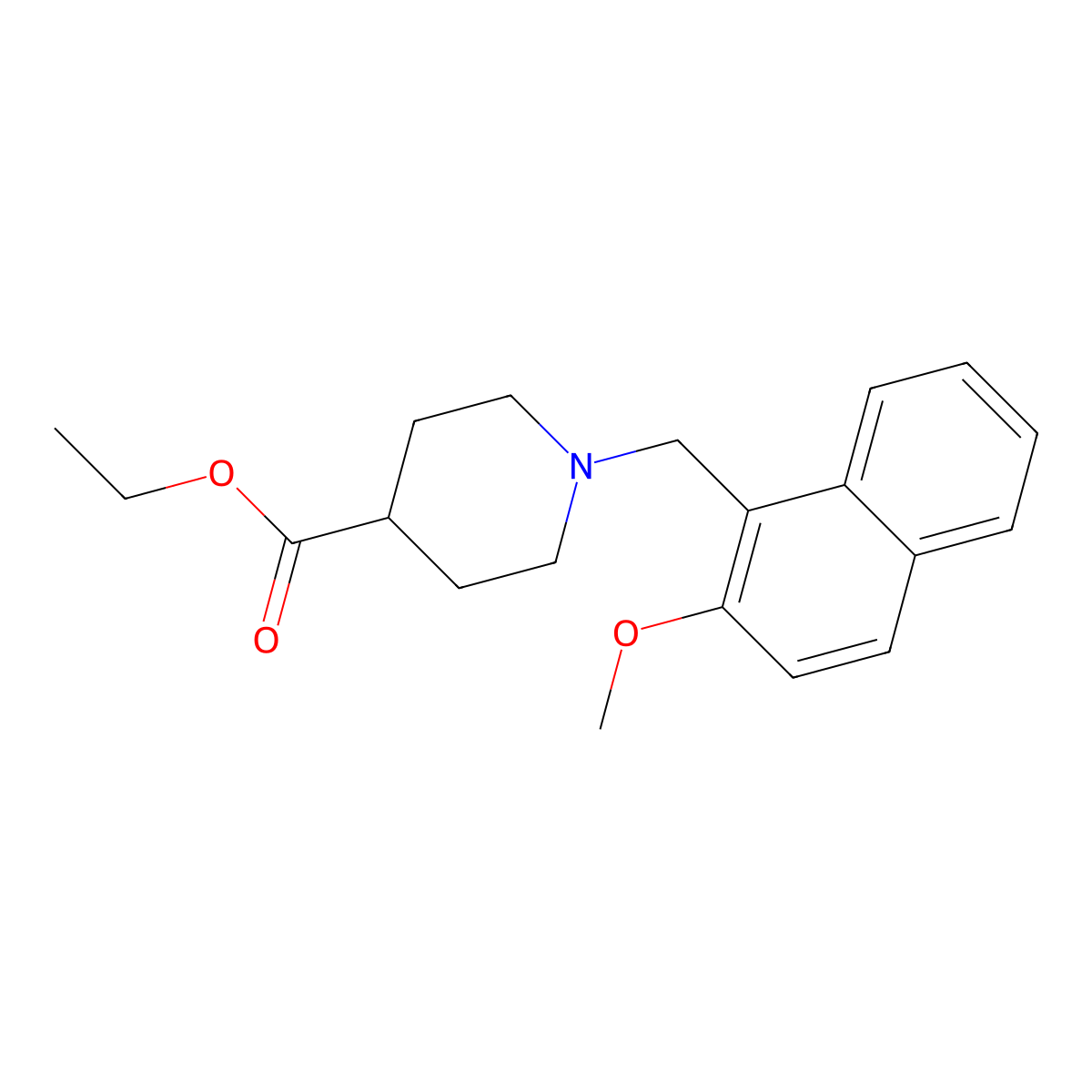 Ethyl 1-[(2-methoxynaphthalen-1-yl)methyl]piperidine-4-carboxylate molecular structure, CAS 376384-74-6
