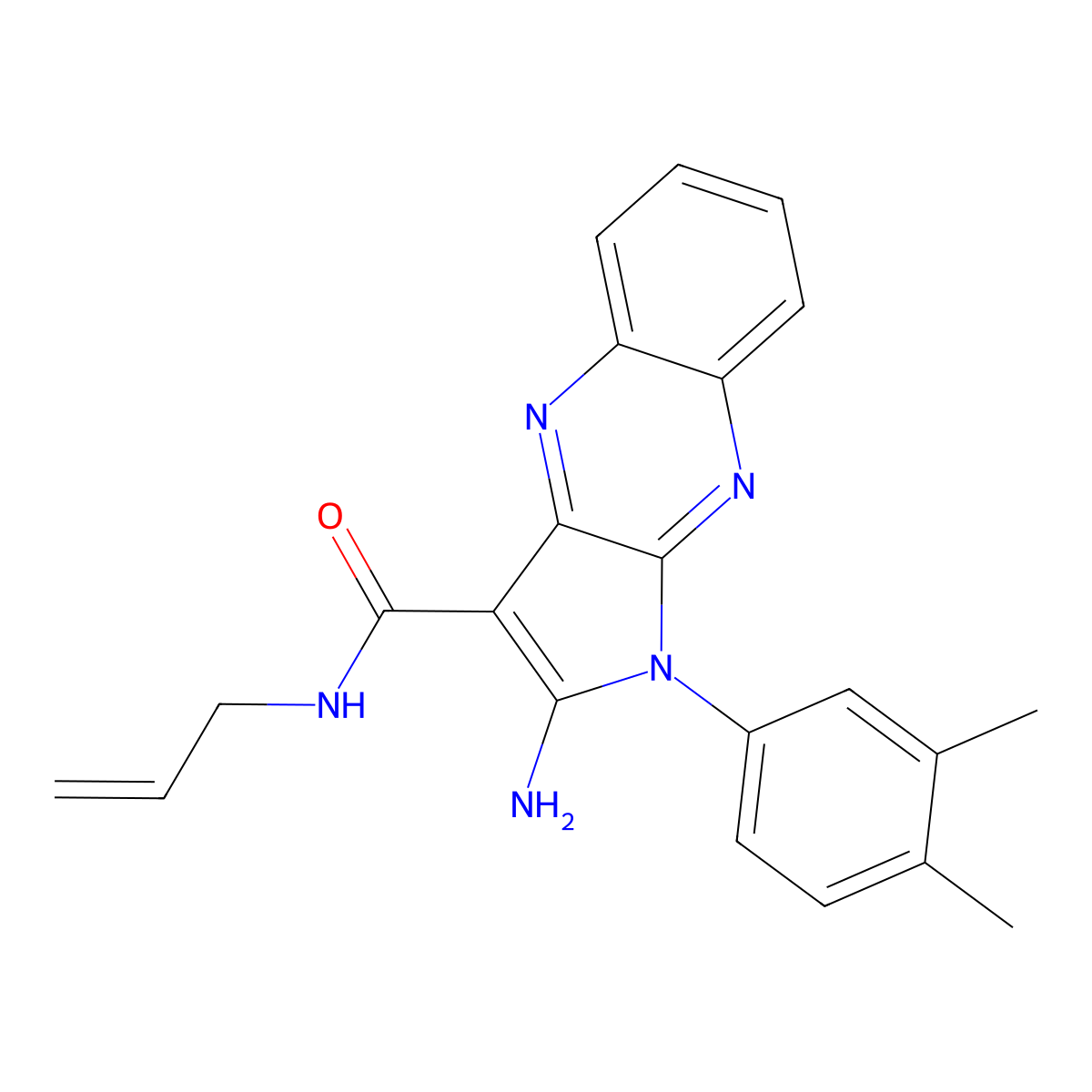 2-amino-1-(3,4-dimethylphenyl)-N-(prop-2-en-1-yl)-1H-pyrrolo[2,3-b]quinoxaline-3-carboxamide molecular structure, CAS 376384-89-3