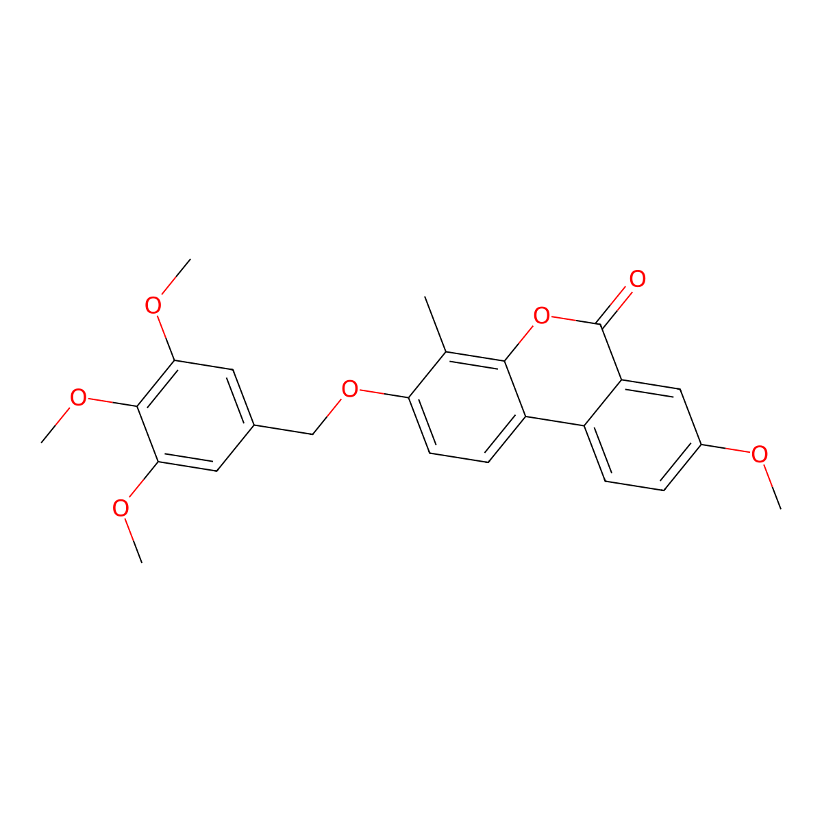 8-methoxy-4-methyl-3-[(3,4,5-trimethoxybenzyl)oxy]-6H-benzo[c]chromen-6-one molecular structure, CAS 376385-04-5
