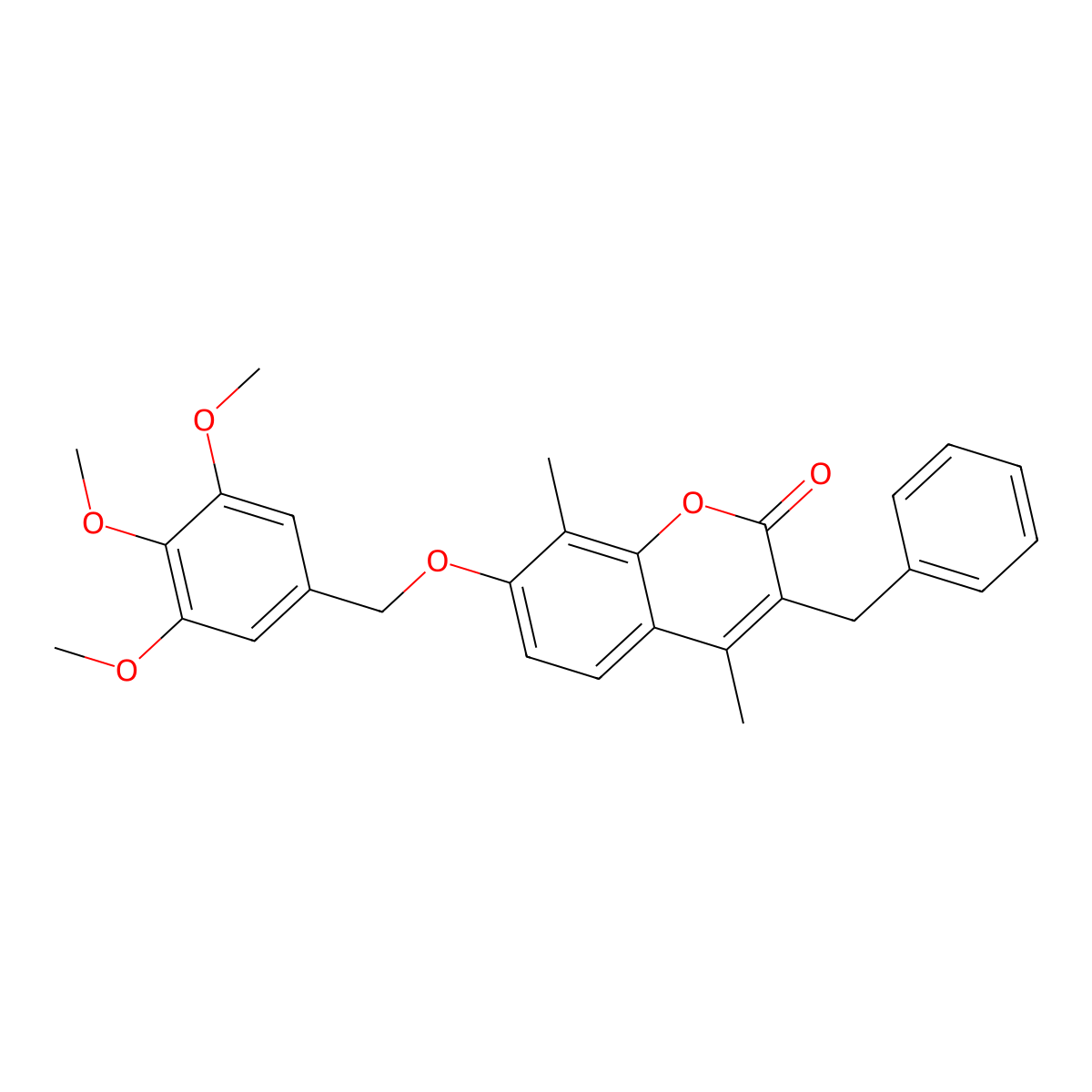 3-benzyl-4,8-dimethyl-7-[(3,4,5-trimethoxybenzyl)oxy]-2H-chromen-2-one molecular structure, CAS 376385-08-9