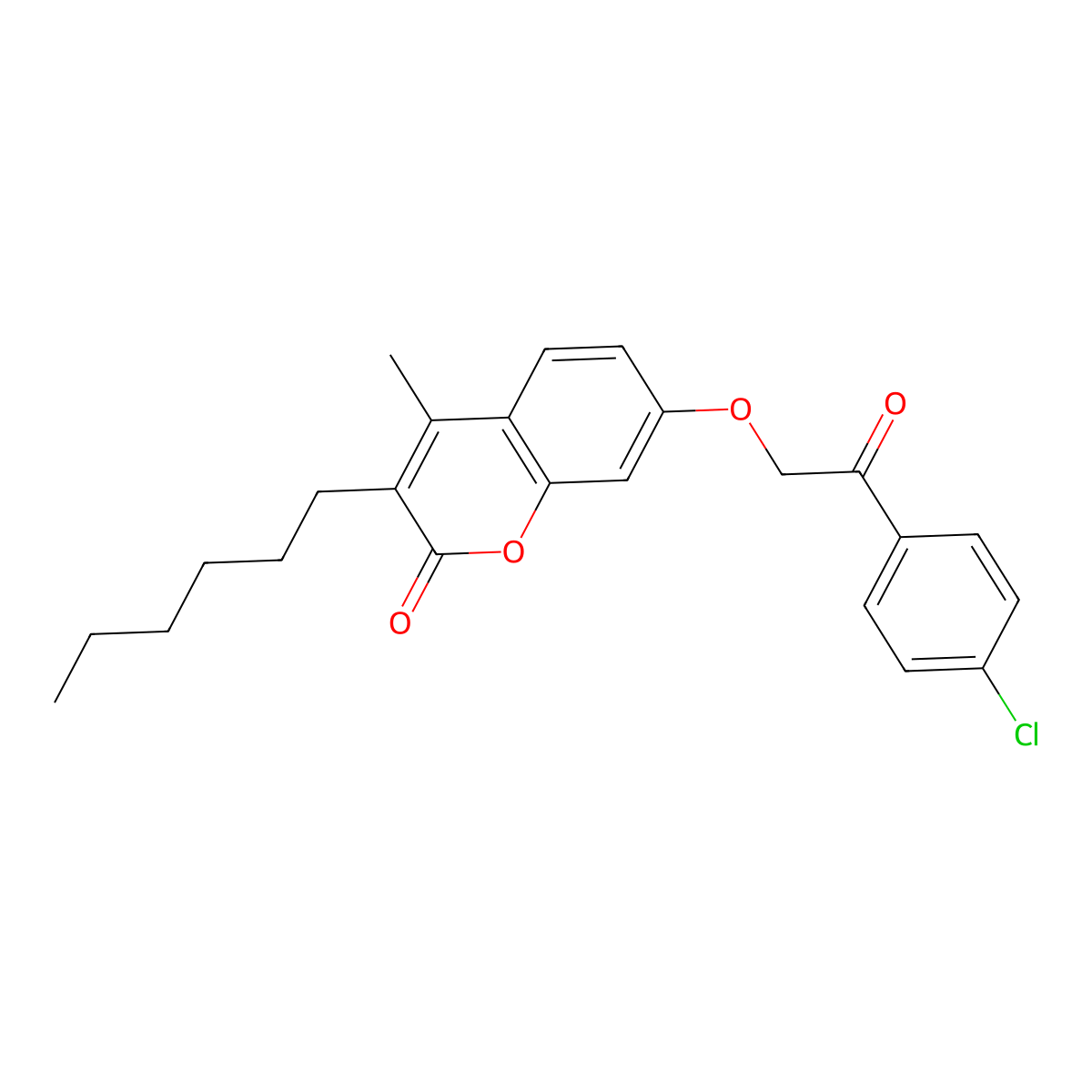 7-[2-(4-chlorophenyl)-2-oxoethoxy]-3-hexyl-4-methyl-2H-chromen-2-one molecular structure, CAS 376385-40-9