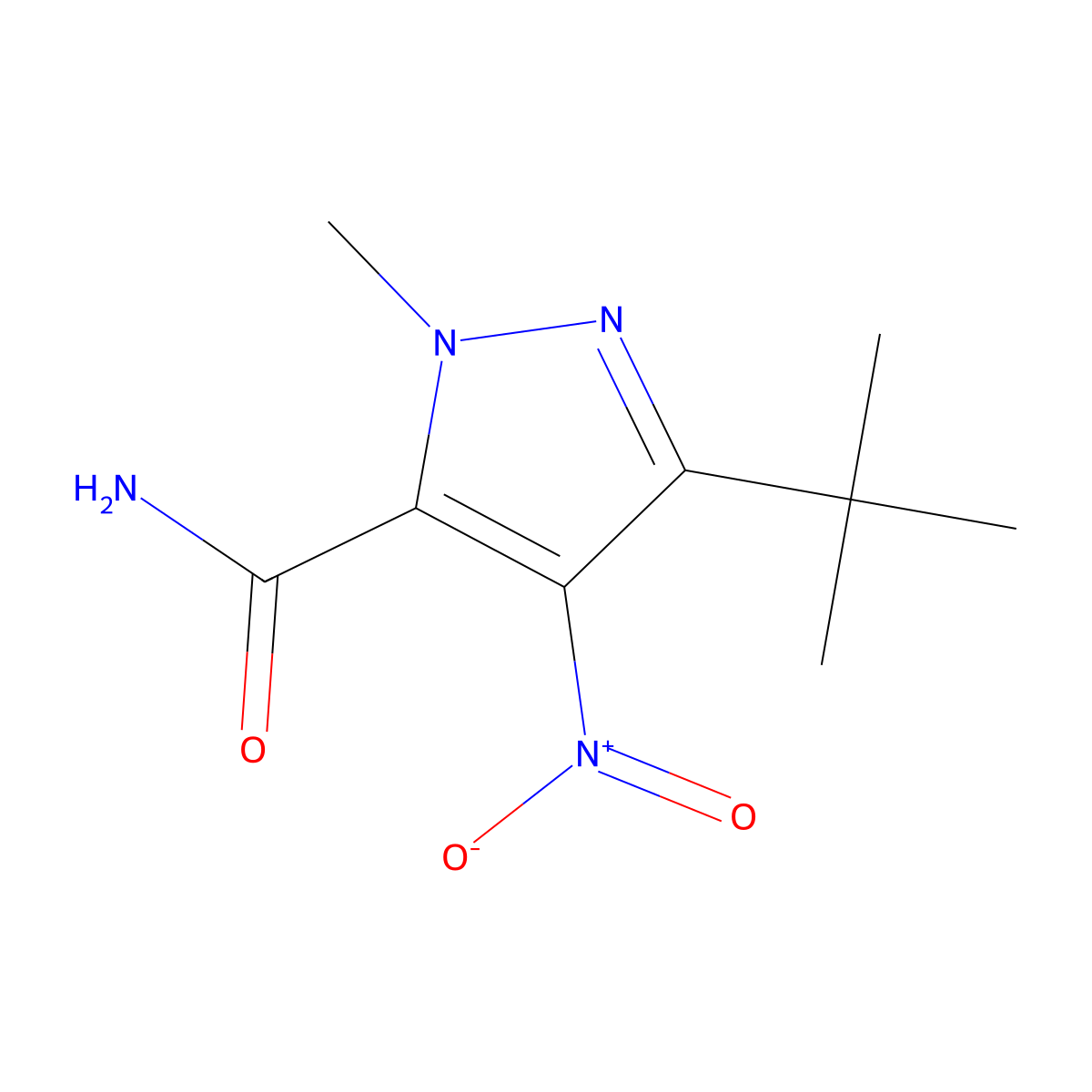 5-Tert-butyl-2-methyl-4-nitropyrazole-3-carboxamide molecular structure, CAS 376385-67-0