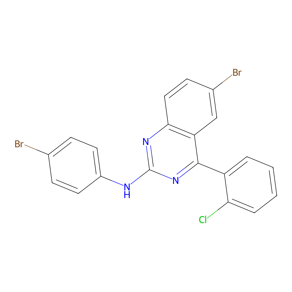 6-bromo-N-(4-bromophenyl)-4-(2-chlorophenyl)quinazolin-2-amine molecular structure, CAS 376386-23-1
