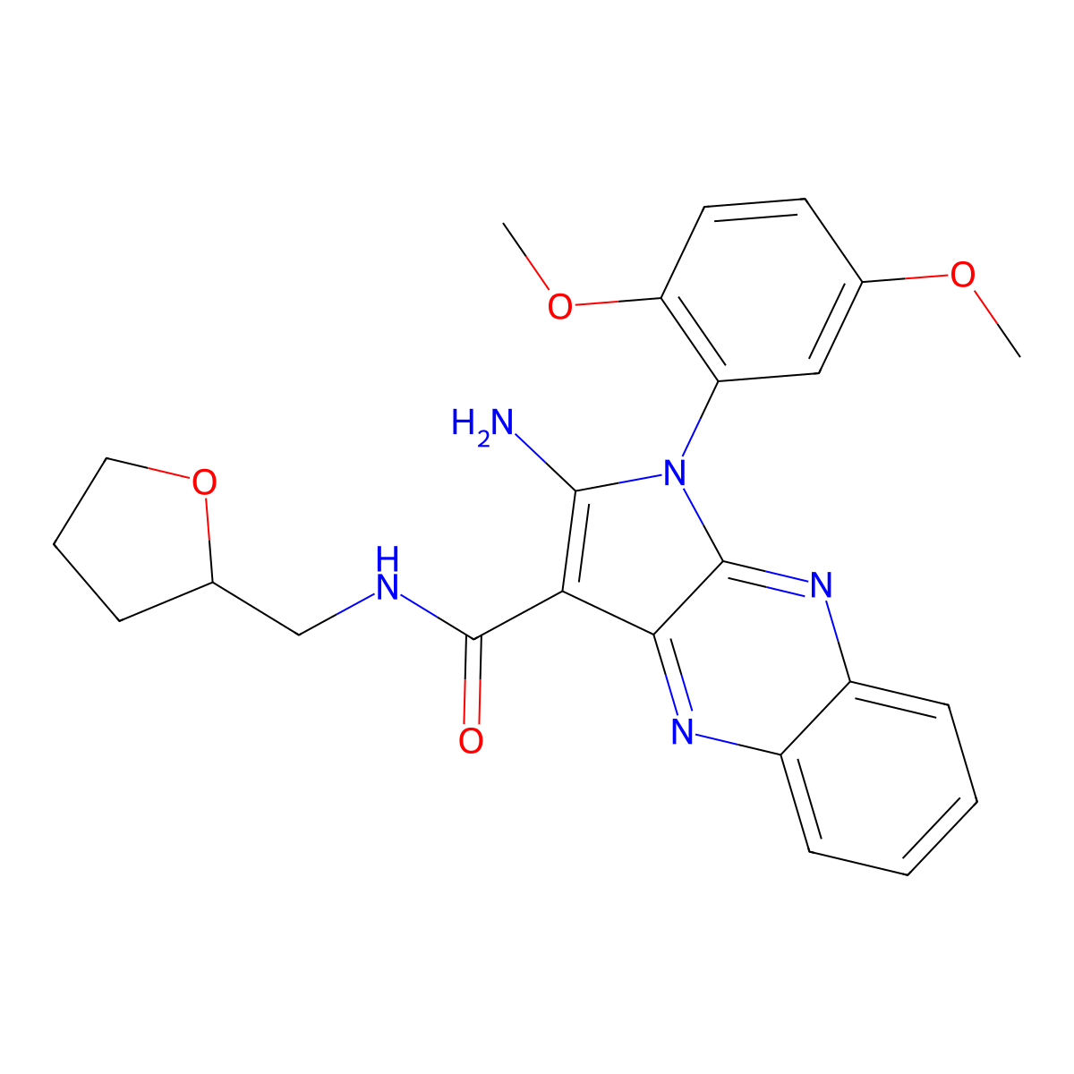 2-amino-1-(2,5-dimethoxyphenyl)-N-(tetrahydrofuran-2-ylmethyl)-1H-pyrrolo[2,3-b]quinoxaline-3-carboxamide molecular structure, CAS 376386-30-0