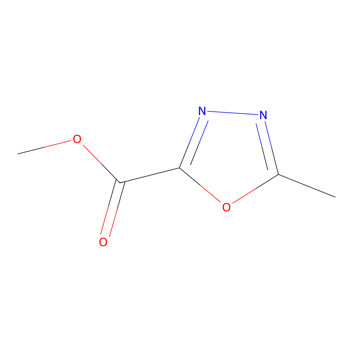 Methyl 5-methyl-1,3,4-oxadiazole-2-carboxylate molecular structure, CAS 37641-35-3
