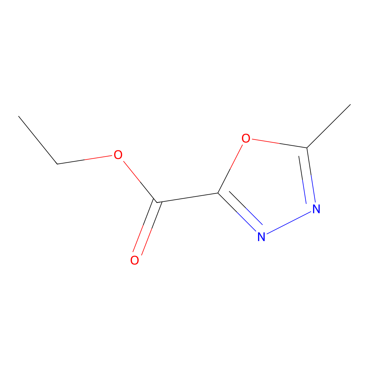 Ethyl 5-methyl-1,3,4-oxadiazole-2-carboxylate molecular structure, CAS 37641-36-4
