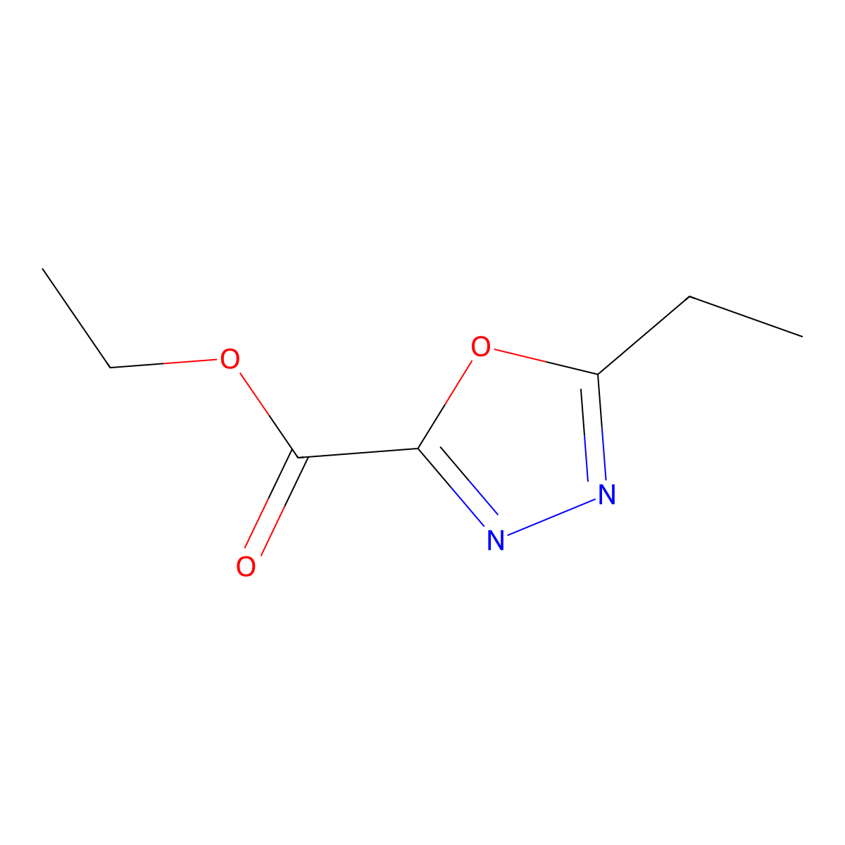 Ethyl 5-ethyl-1,3,4-oxadiazole-2-carboxylate molecular structure, CAS 37641-38-6