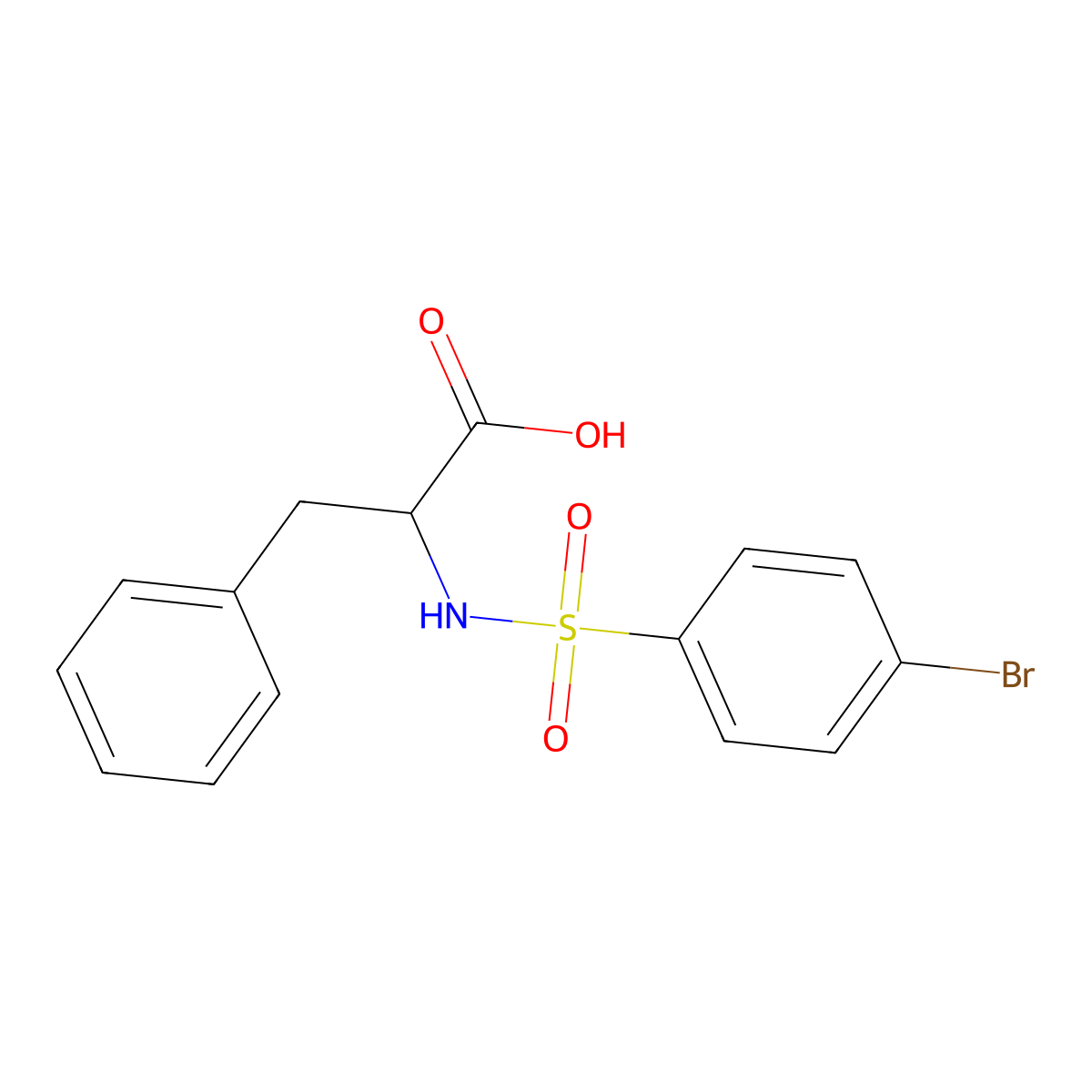 Alanine, N-(p-bromobenzenesulfonyl)-3-phenyl-, DL- molecular structure, CAS 37642-61-8