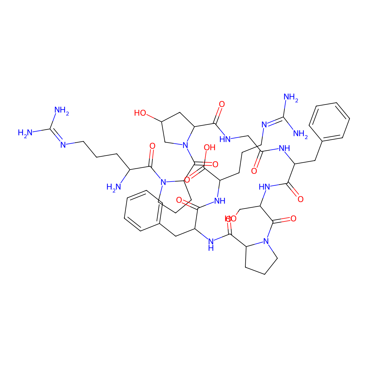 bradykinin, hydroxy-Pro(3)- molecular structure, CAS 37642-65-2