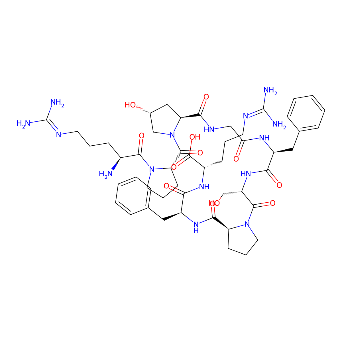 bradykinin, hydroxy-Pro(3)- molecular structure, CAS 37642-65-2