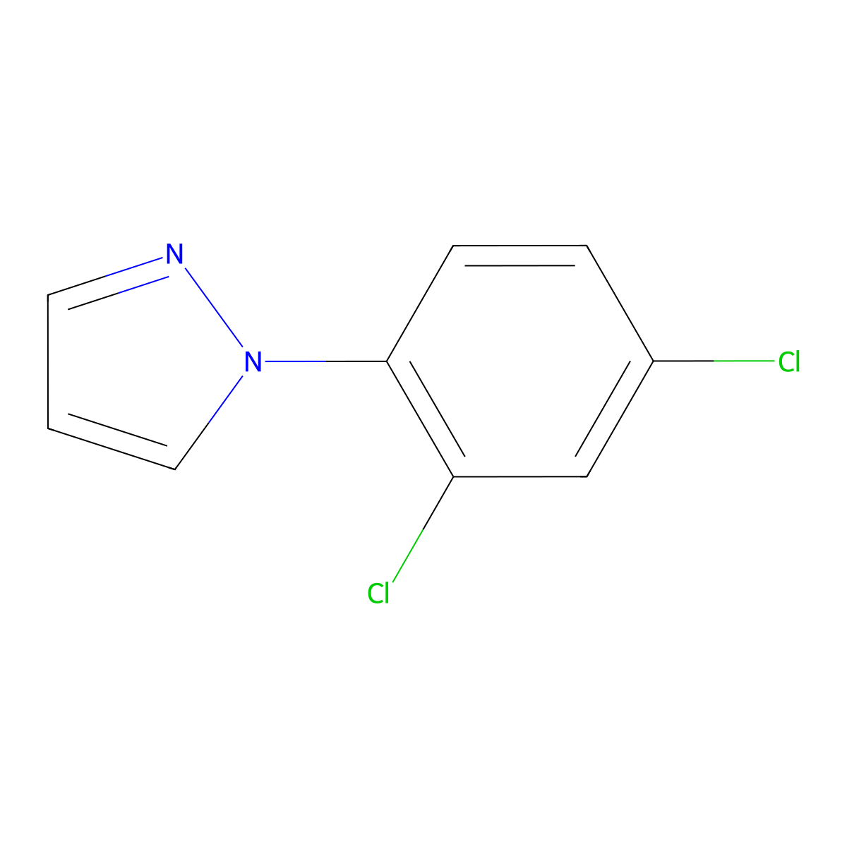 1-(2,4-dichlorophenyl)-1H-pyrazole molecular structure, CAS 37649-82-4