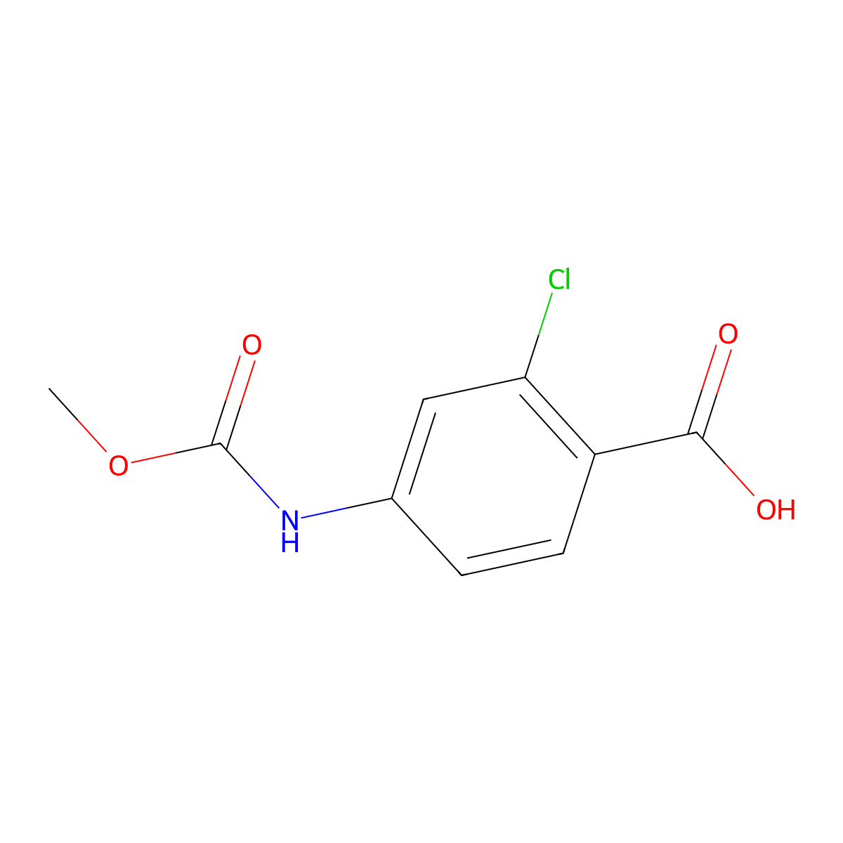 2-Chloro-4-[(methoxycarbonyl)amino]benzoic acid molecular structure, CAS 37653-89-7